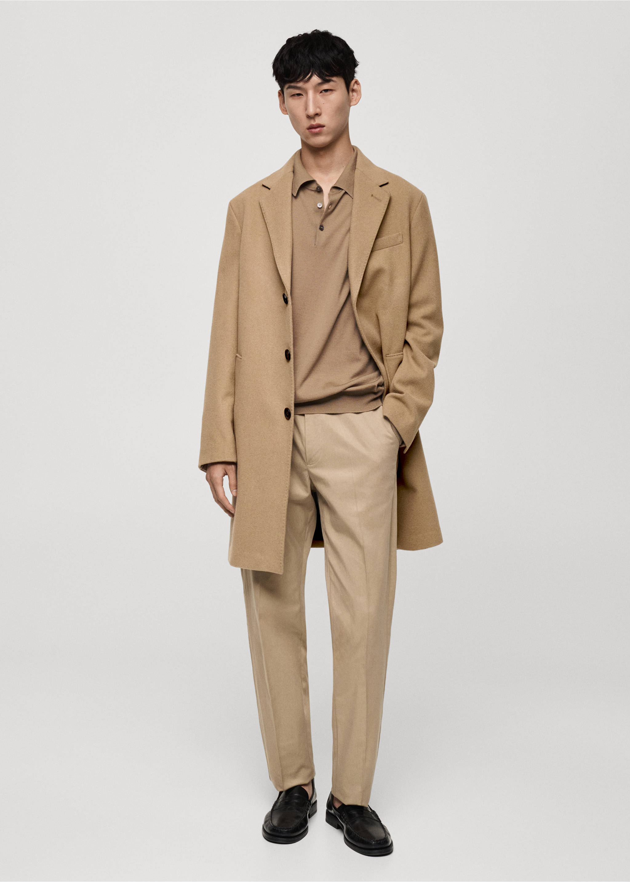 100% merino wool long-sleeved polo shirt - General plane, Sand. Ref: 77015976-00.