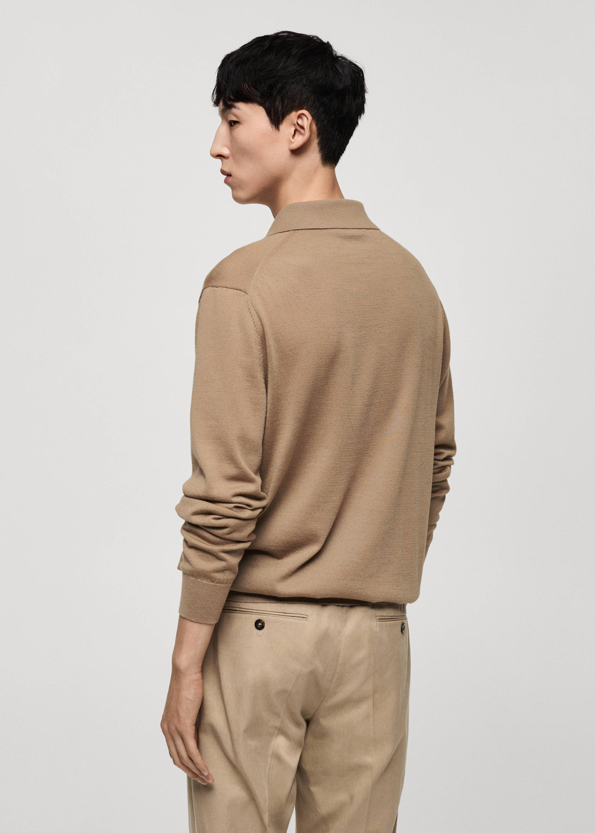 100% merino wool long-sleeved polo shirt - Reverse of the article