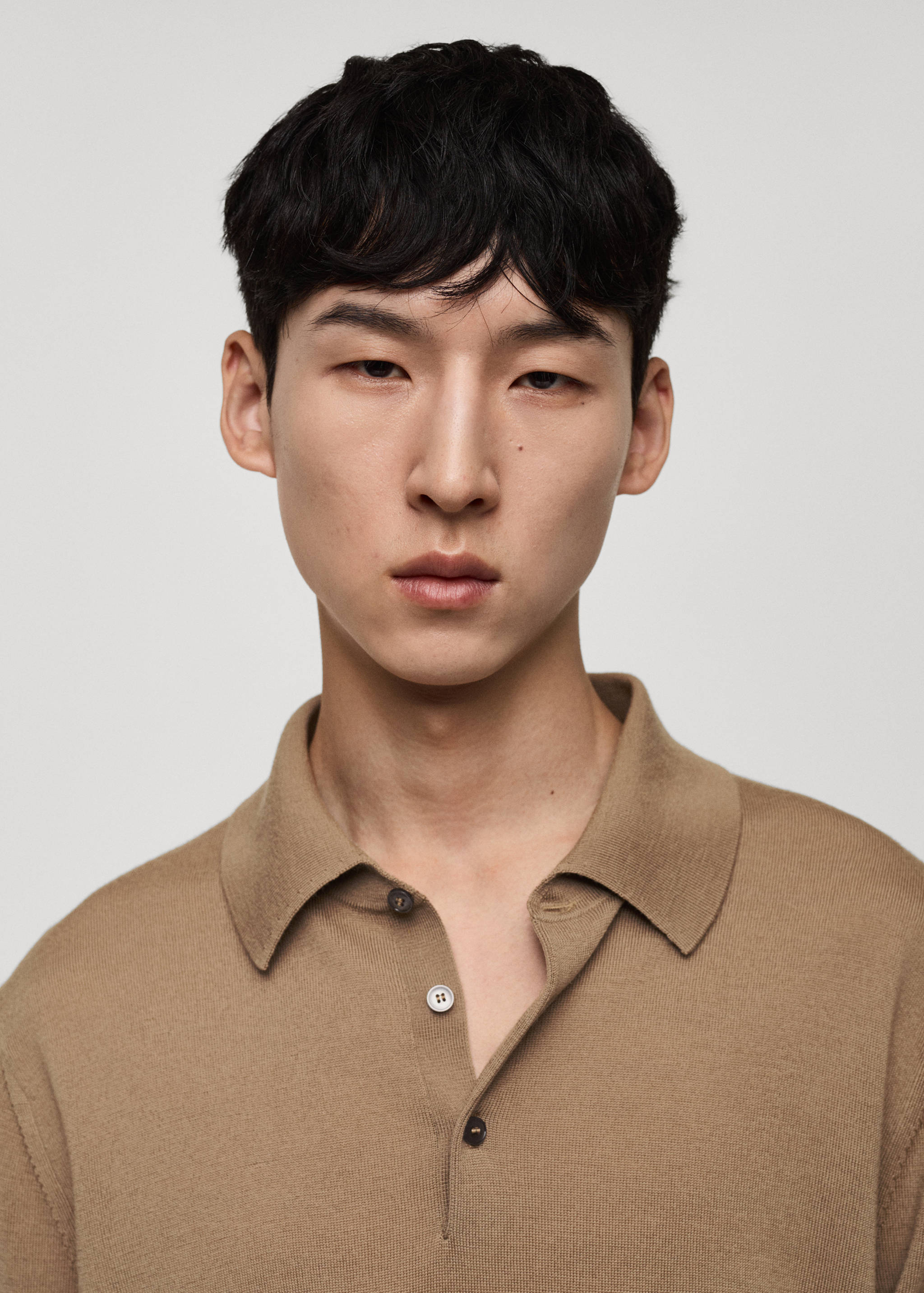 100% merino wool long-sleeved polo shirt - Details of the article 1