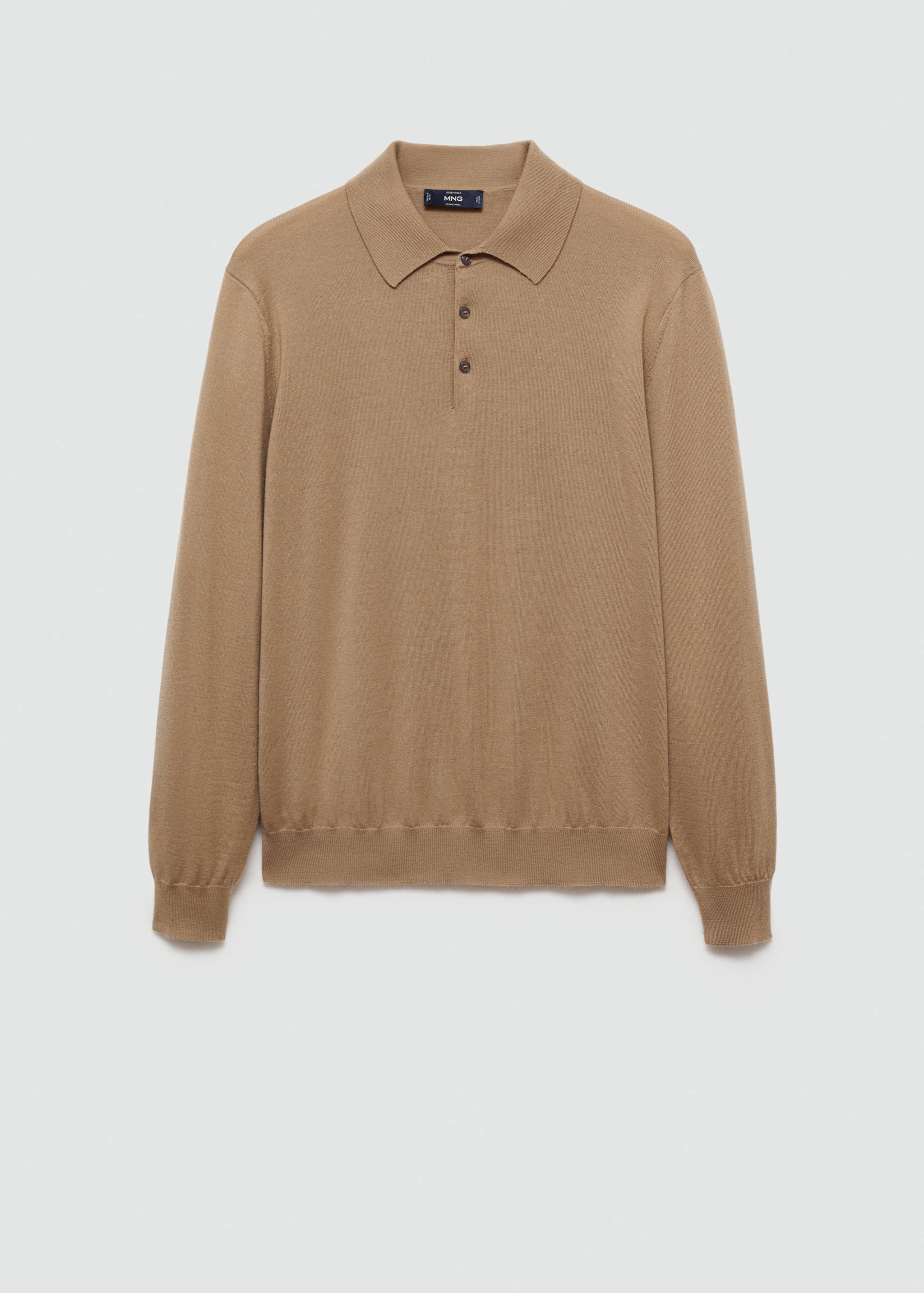 100% merino wool long-sleeved polo shirt - Article without model