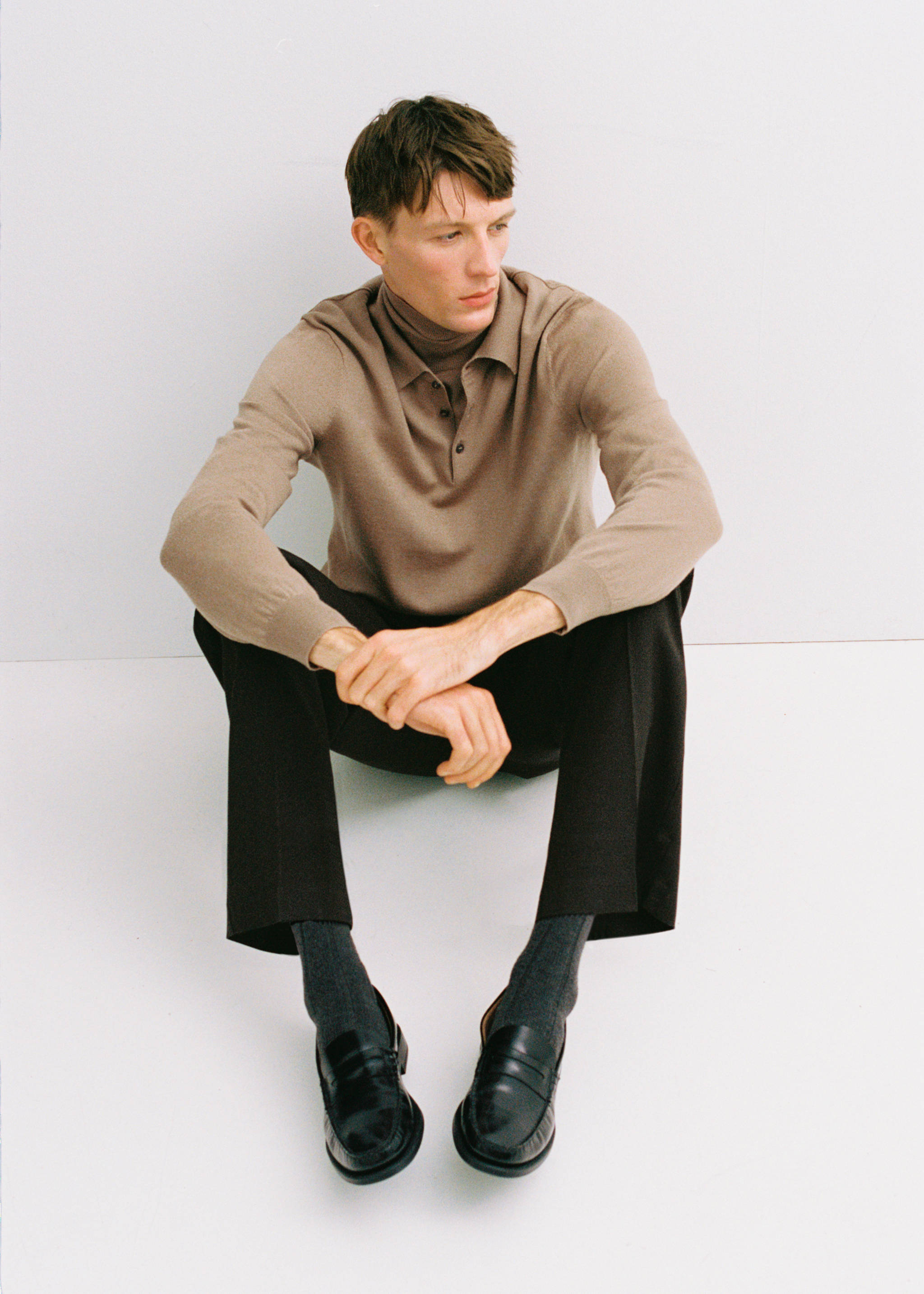 100% merino wool long-sleeved polo shirt - Details of the article 3