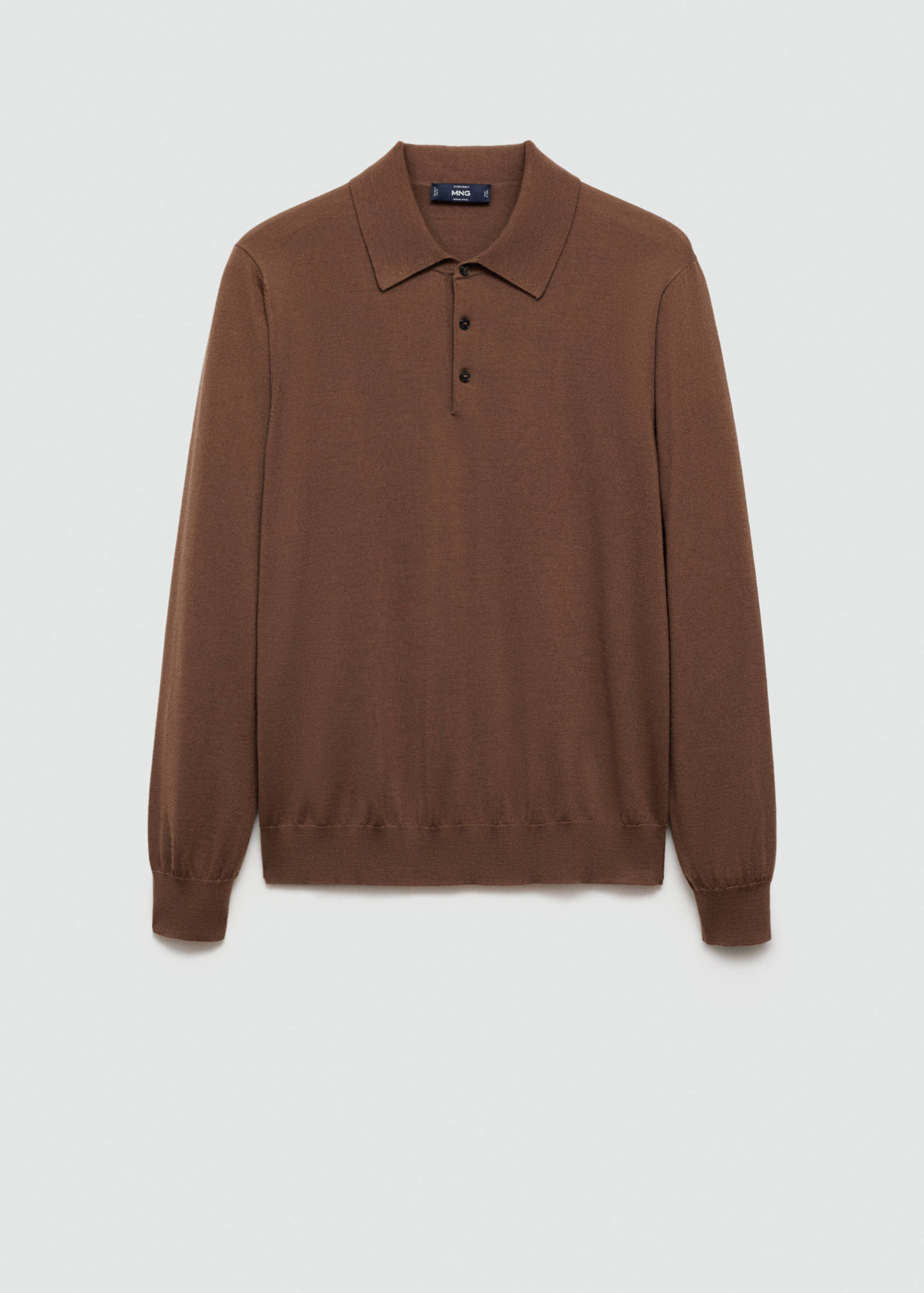 100% merino wool long-sleeved polo shirt - Article without model