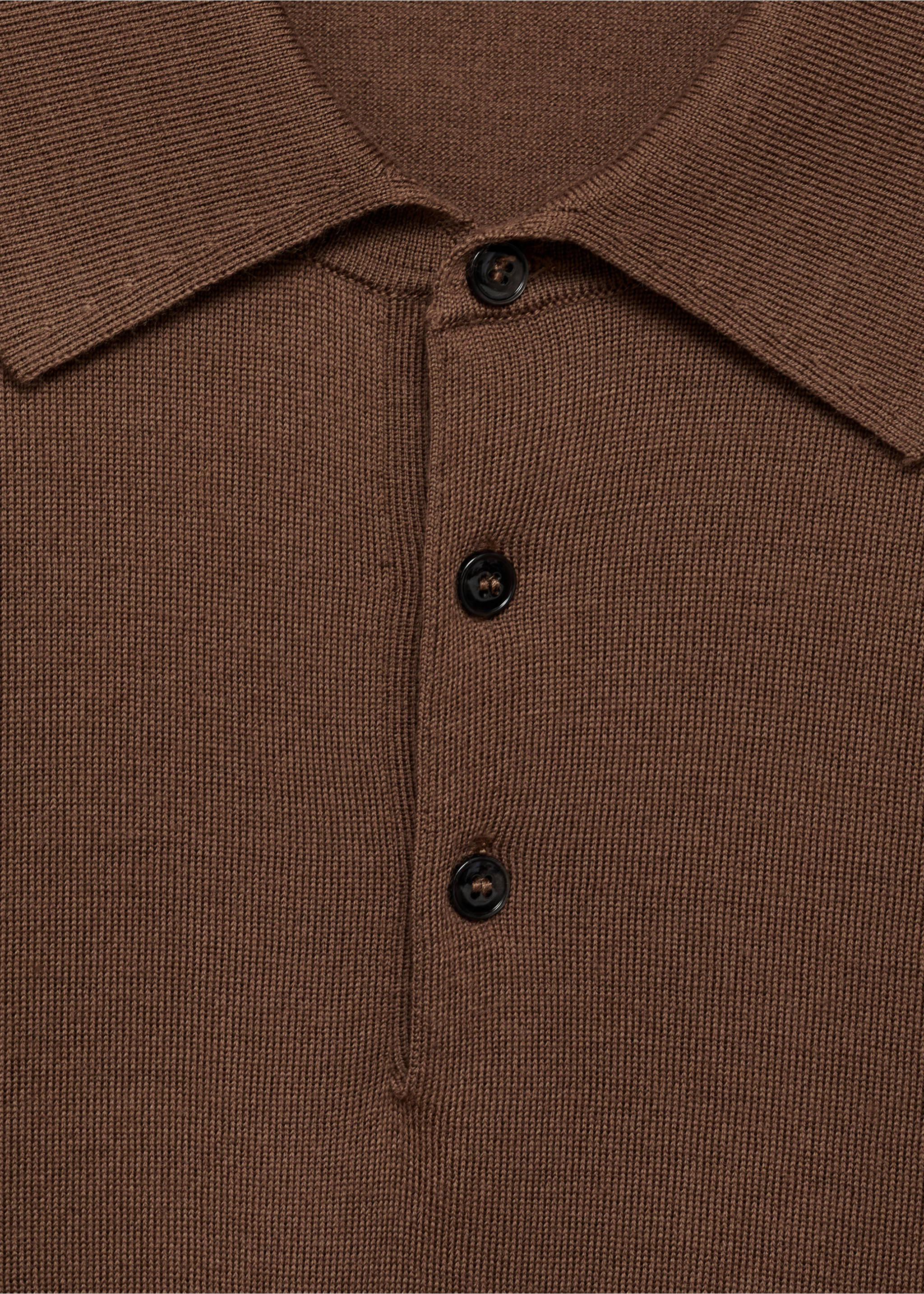 100% merino wool long-sleeved polo shirt - Details of the article 8, Medium Brown. Ref: 77015976-00.