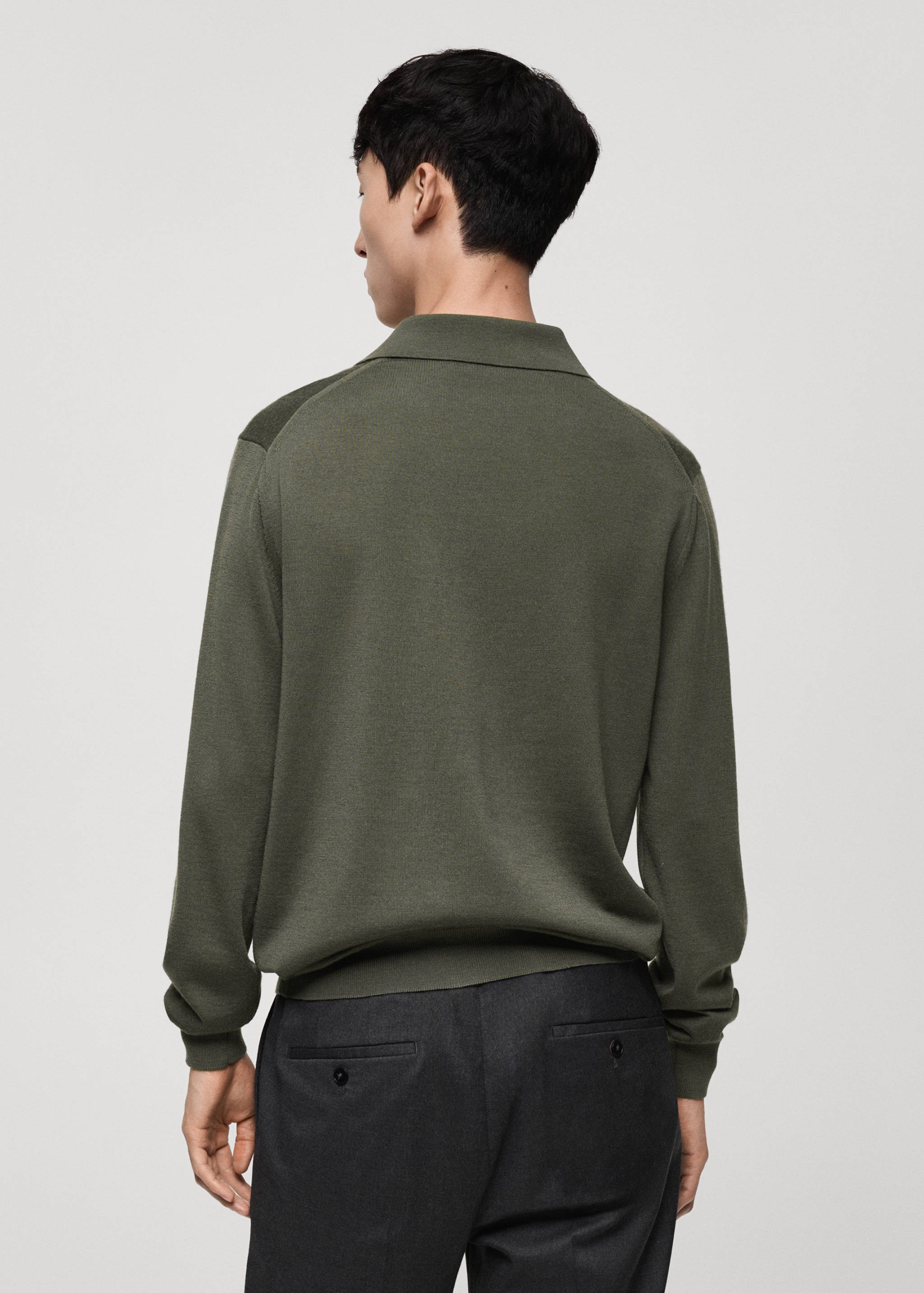 100% merino wool long-sleeved polo shirt - Reverse of the article