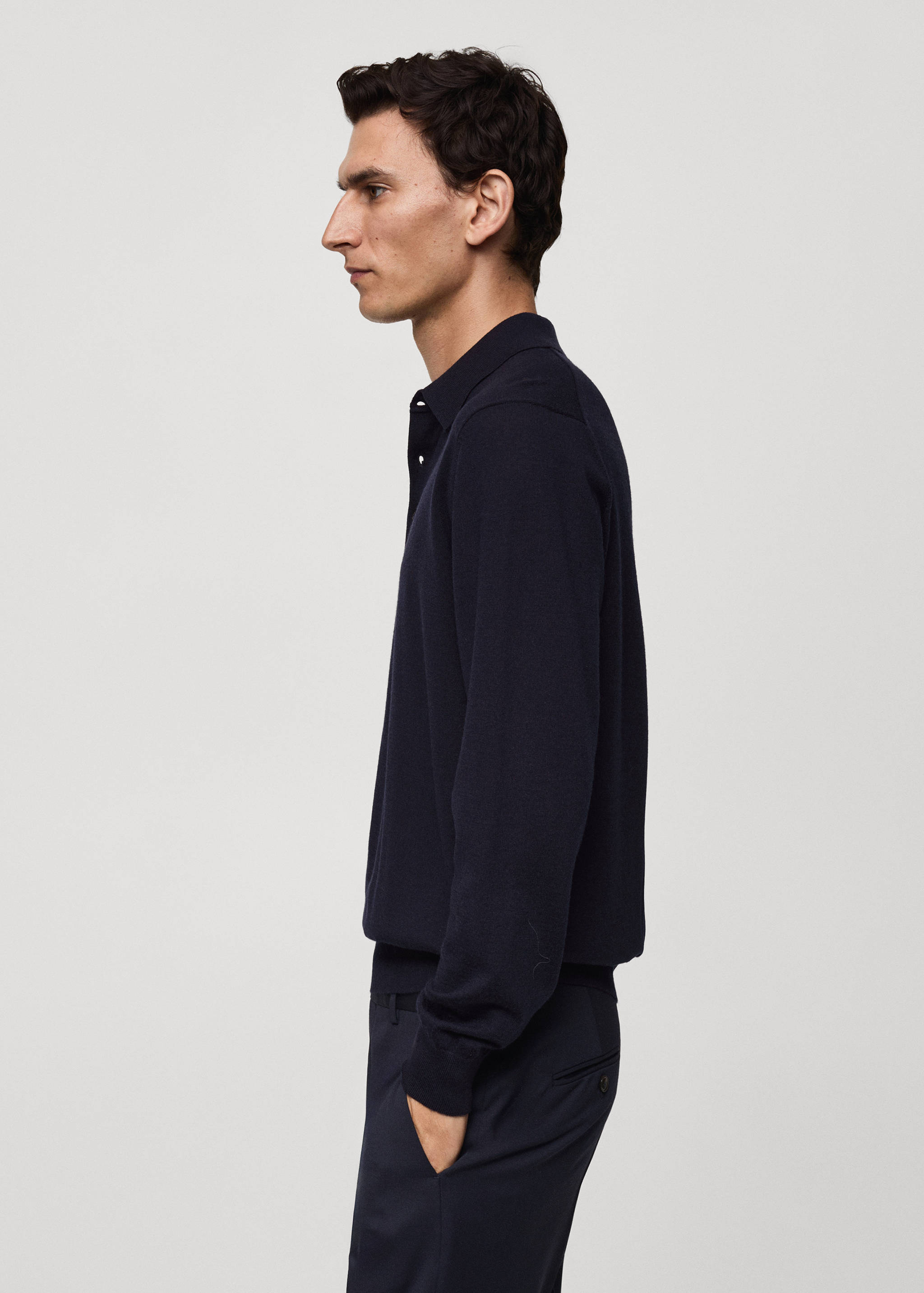 100% merino wool long-sleeved polo shirt - Details of the article 6