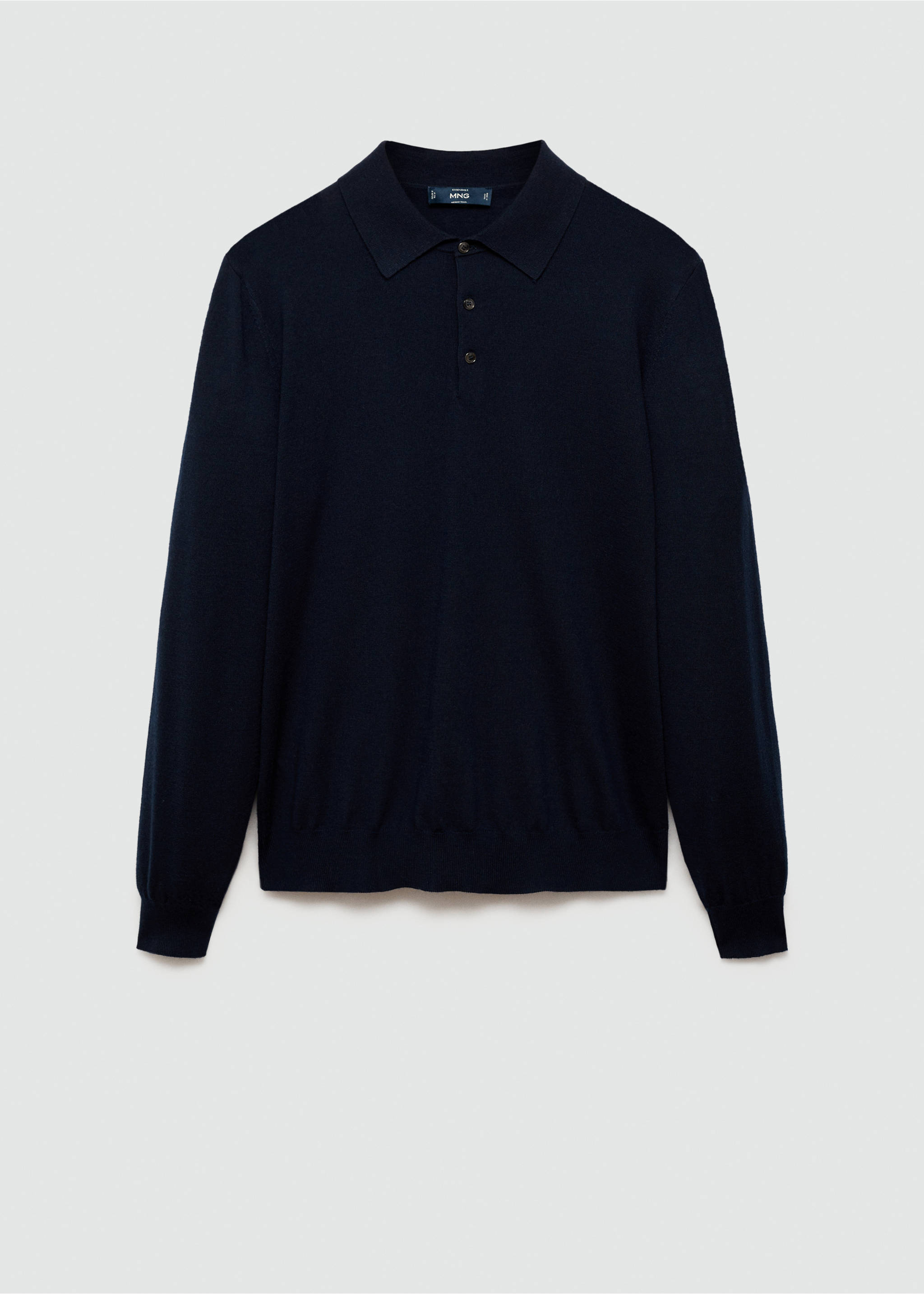 Langärmliges Poloshirt aus 100 % Merinowolle - Artikel ohne Model, Dunkles Marineblau. Ref: 77015976-00.