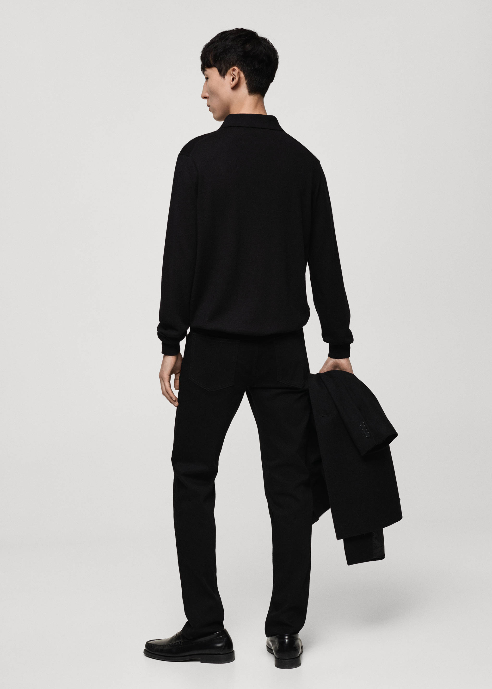 100% merino wool long-sleeved polo shirt - Reverse of the article