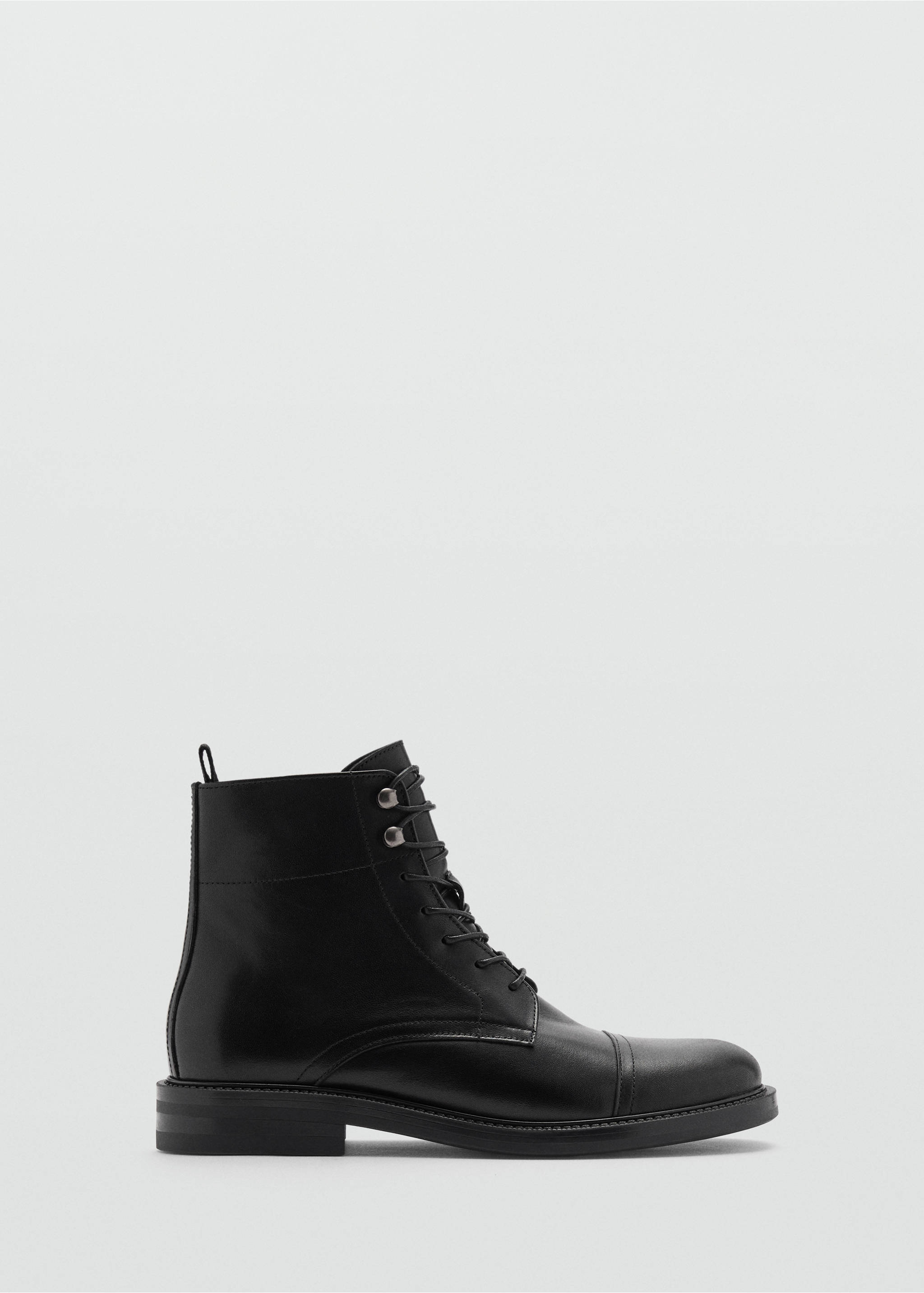 Lace-up leather ankle boots - Article without model, Black. Ref: 77015981-00.