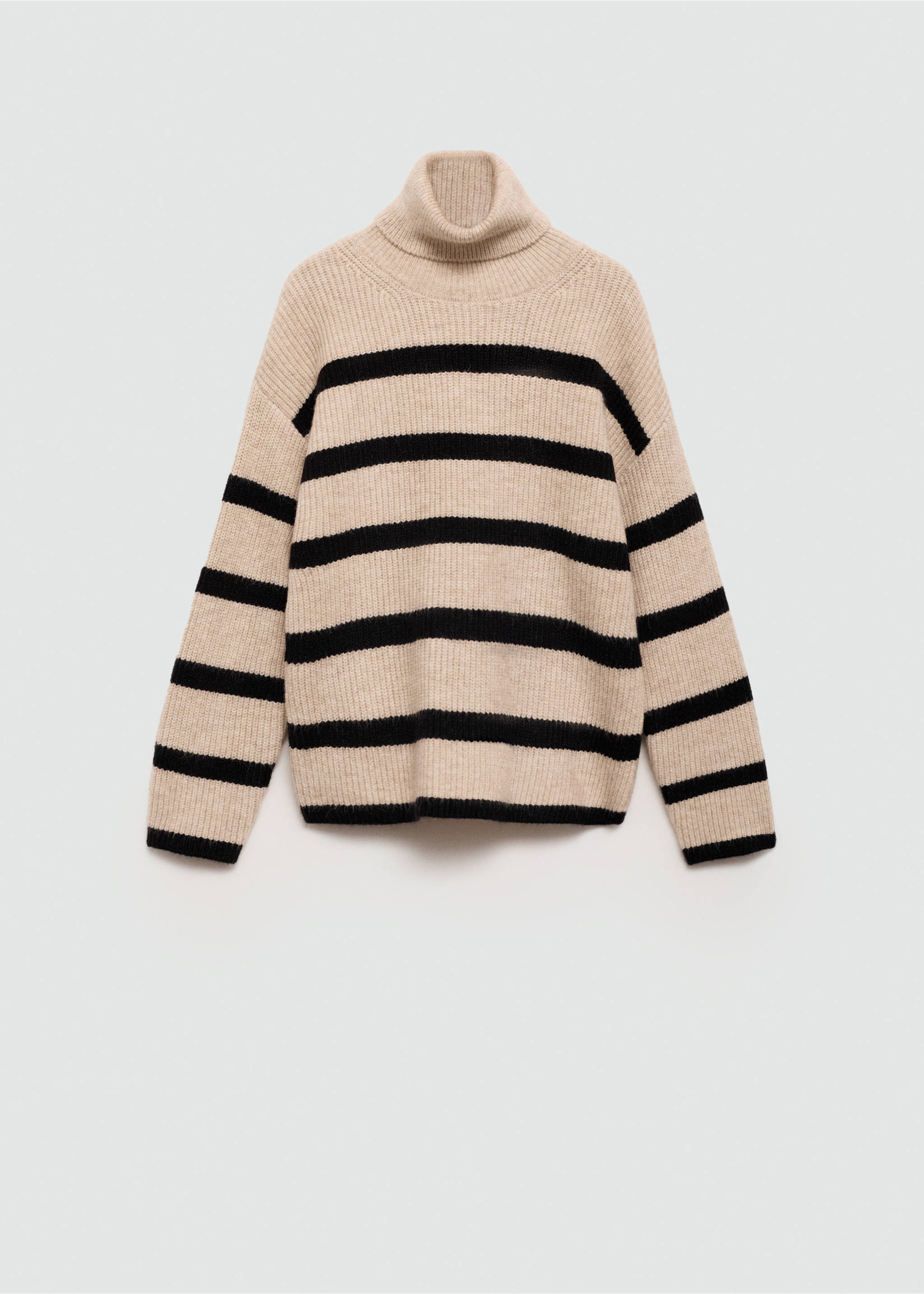 Stand-collar striped sweater - Article without model, Sand. Ref: 77015989-00.
