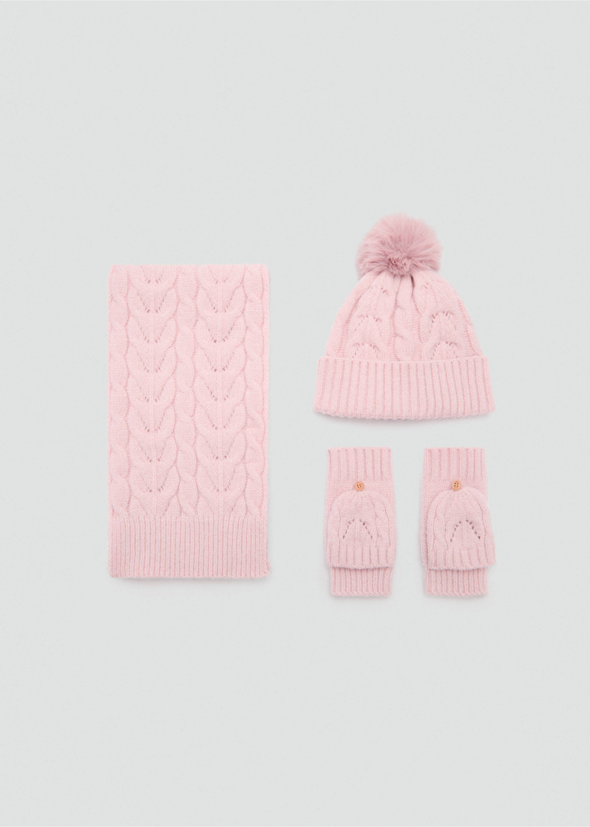 Knit gloves - Details of the article 2, Pale Pink. Ref: 77015992-00.