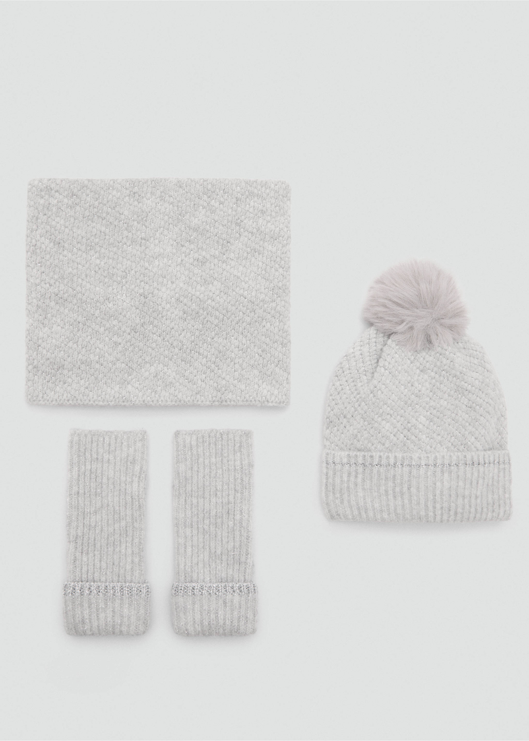 Lurex knitted hat - Details of the article 1, Grey. Ref: 77015993-00.