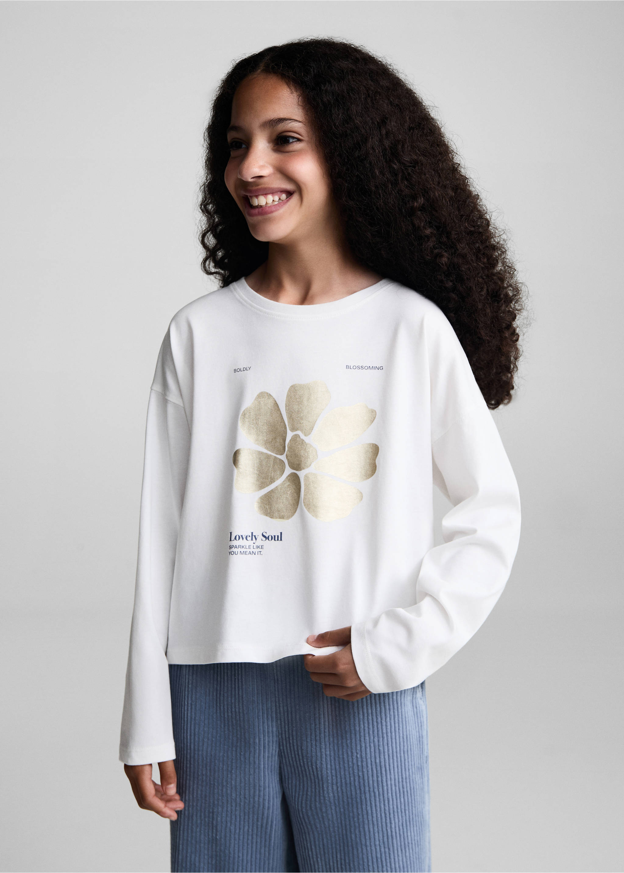 T-shirt coton imprimé - Plan moyen, Blanc cassé. Ref: 77016008-00.