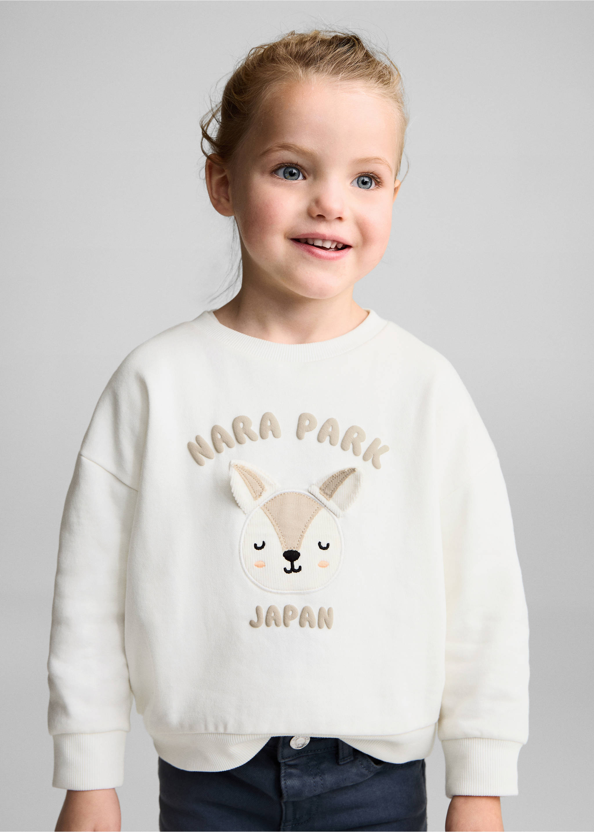 Embroidered detail cotton sweatshirt - Medium plane, Off White. Ref: 77016349-00.