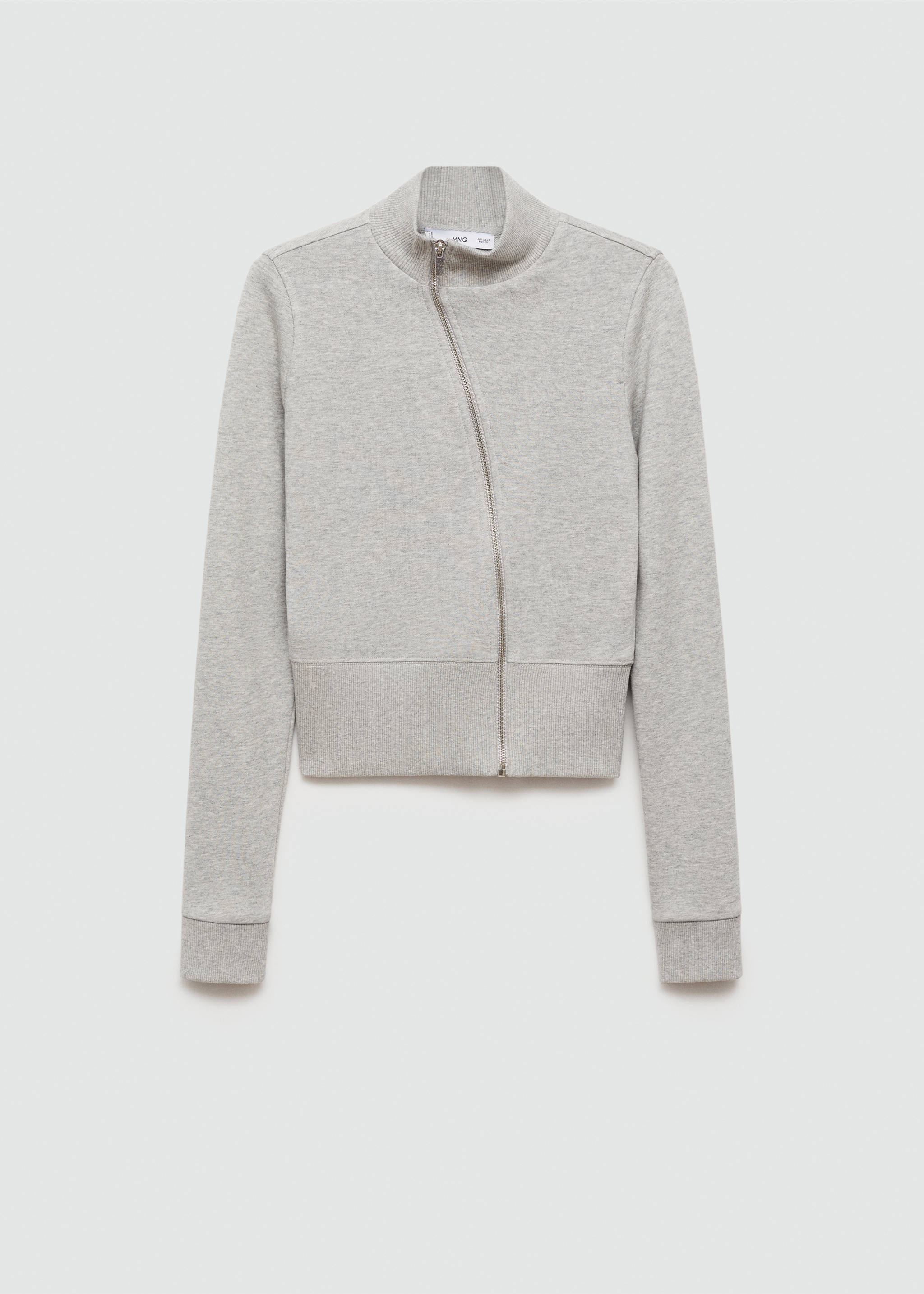 Sweatshirt with asymmetrical zip - Article without model, Light Heather Grey. Ref: 77016350-00.