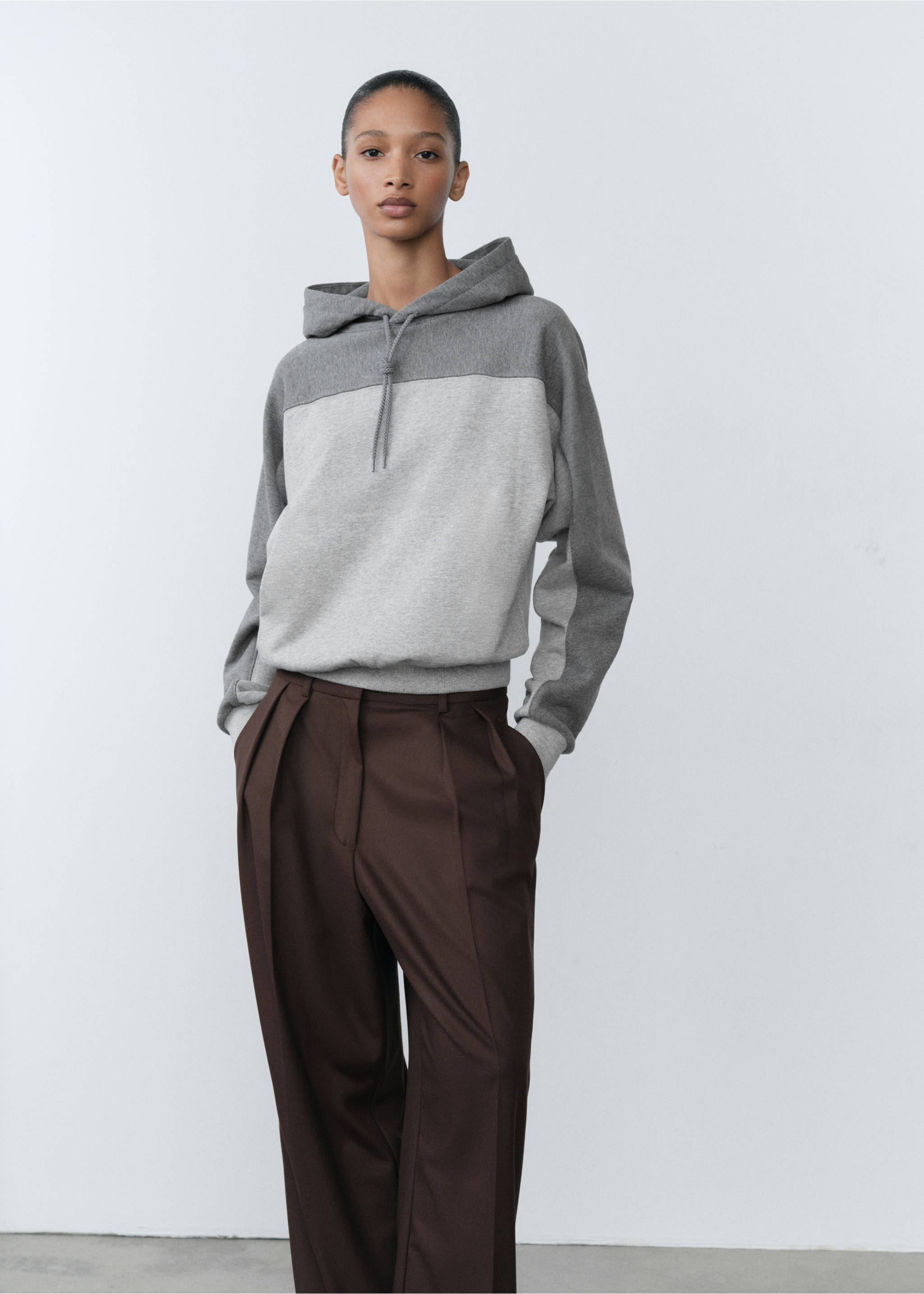 Hoodie cotton sweatshirt - Medium plane, Light Heather Grey. Ref: 77016351-00.