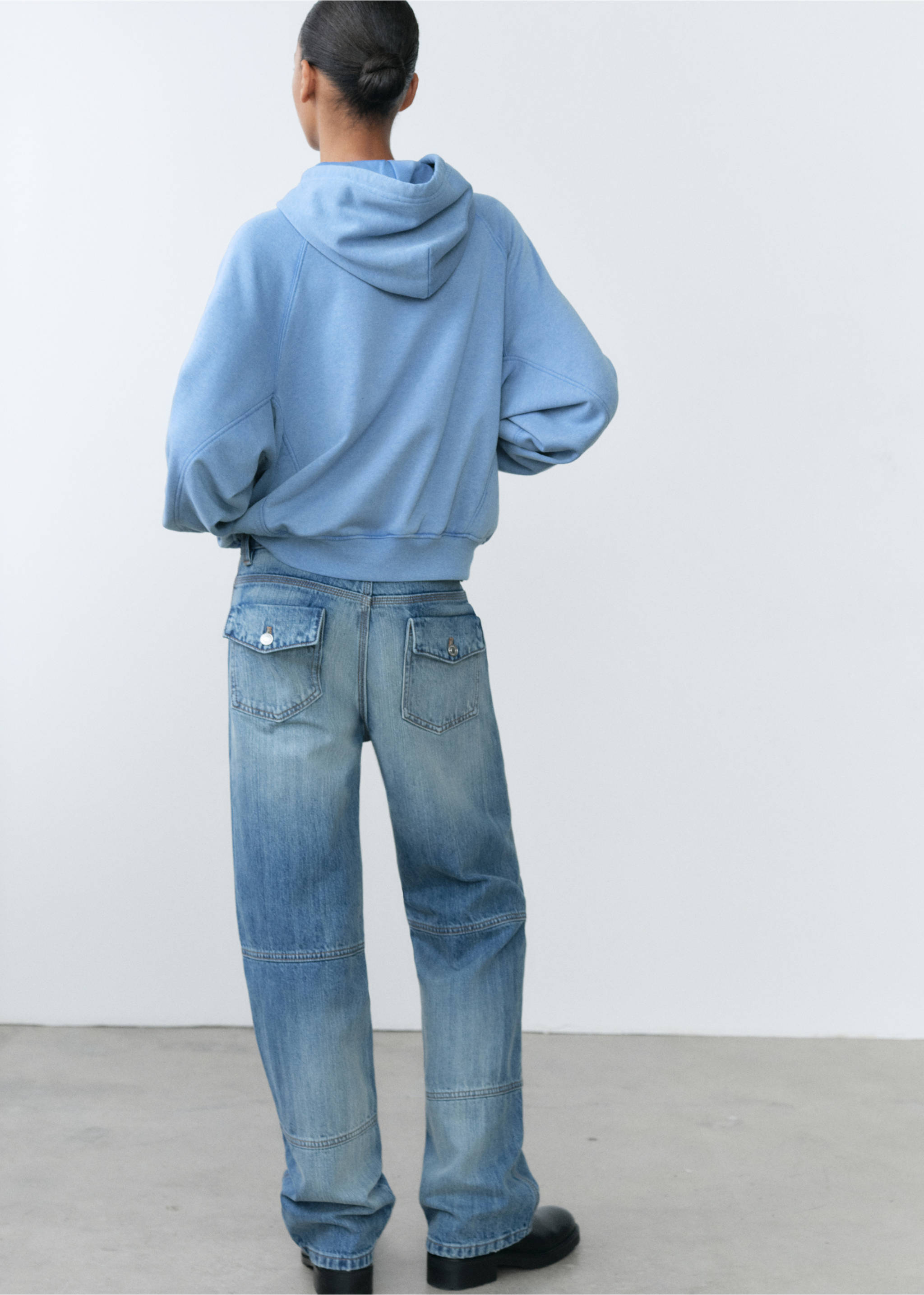 Hoodie cotton sweatshirt - Reverse of the article, Blue. Ref: 77016352-00.