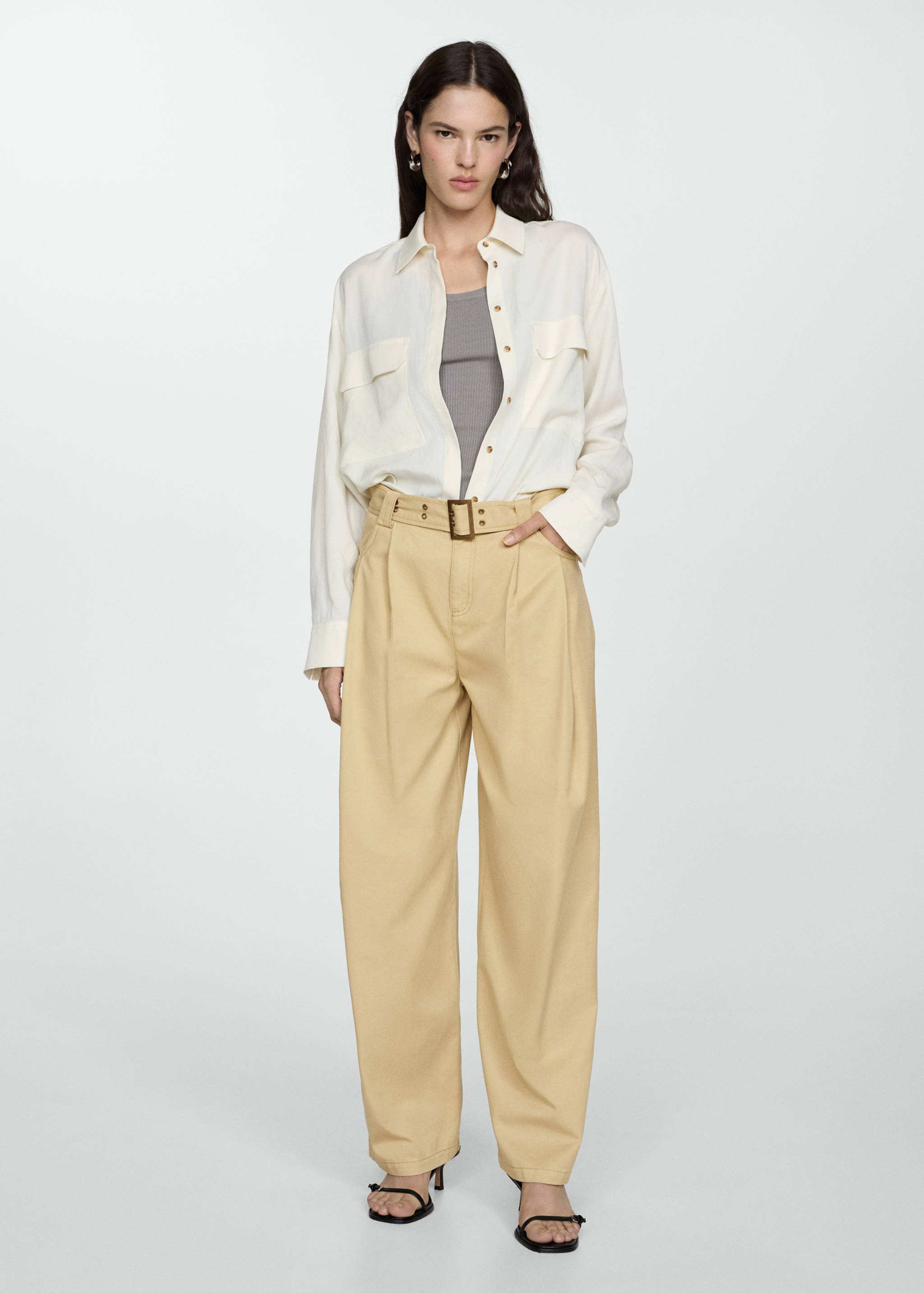 Lyocell pants with belt - General plane