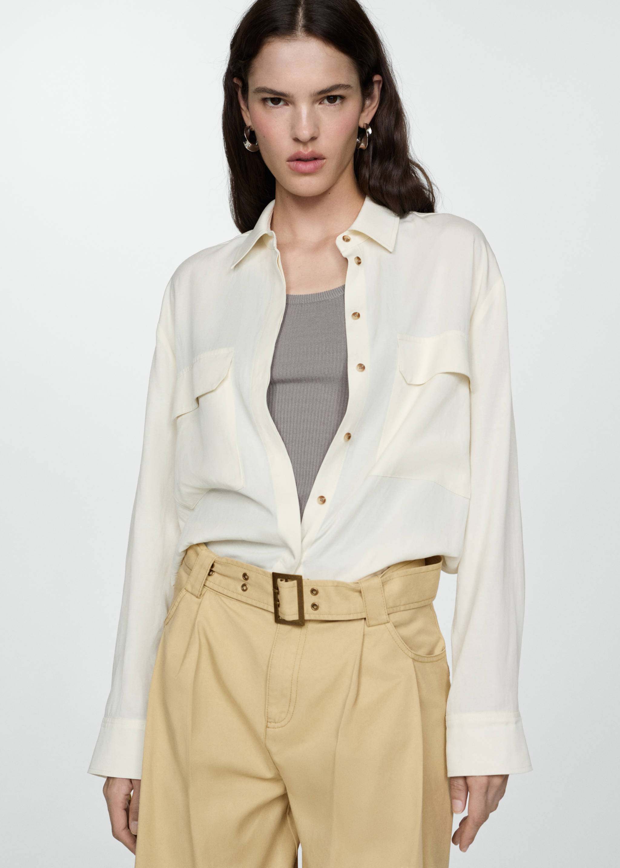 Lyocell pants with belt - Medium plane