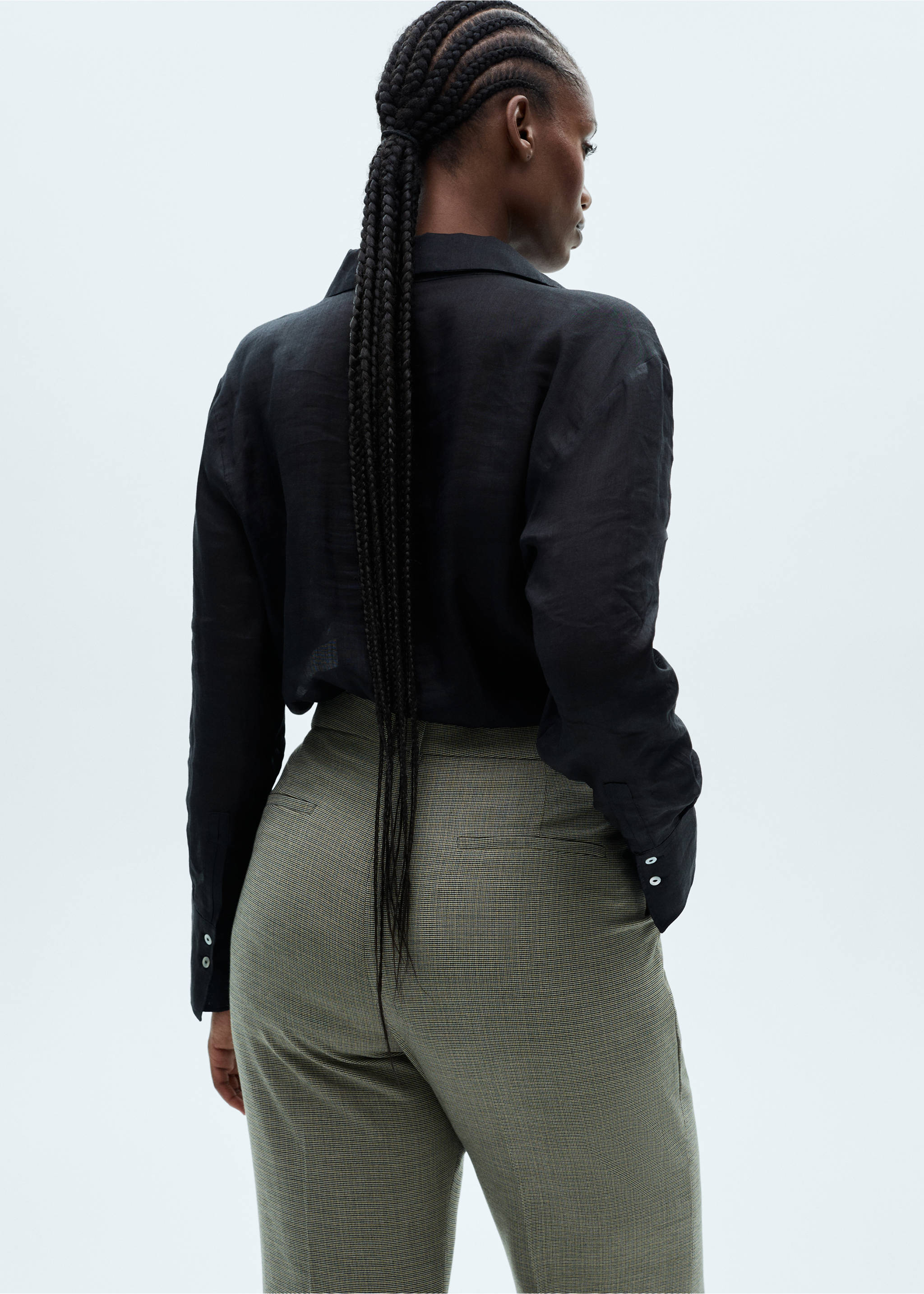 Spodnie garniturowe flare - Szczegóły artykułu 4, Khaki. Ref: 77016727-00.