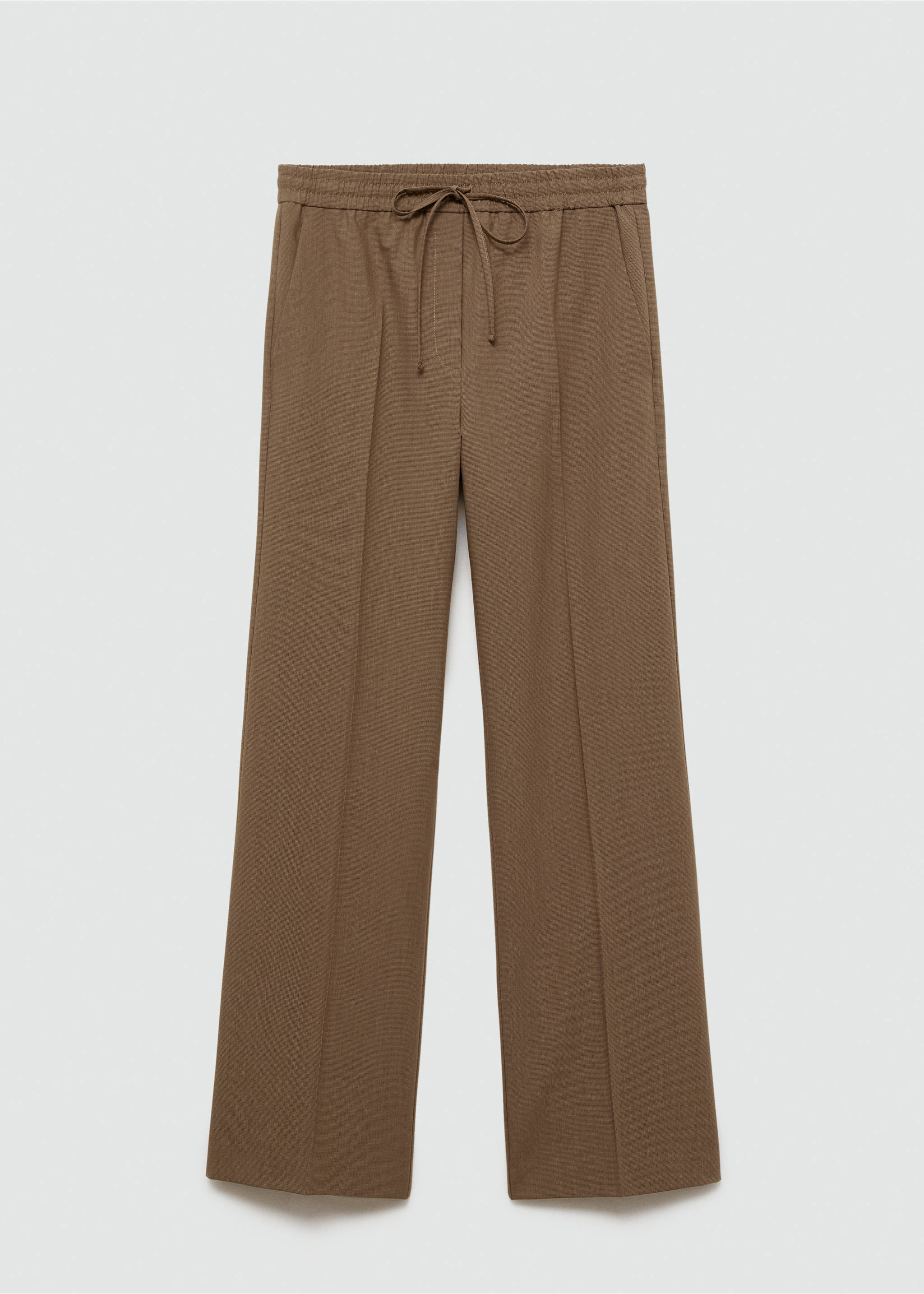 Pantalon droit taille élastique - Article sans modèle, Marron. Ref: 77016730-00.