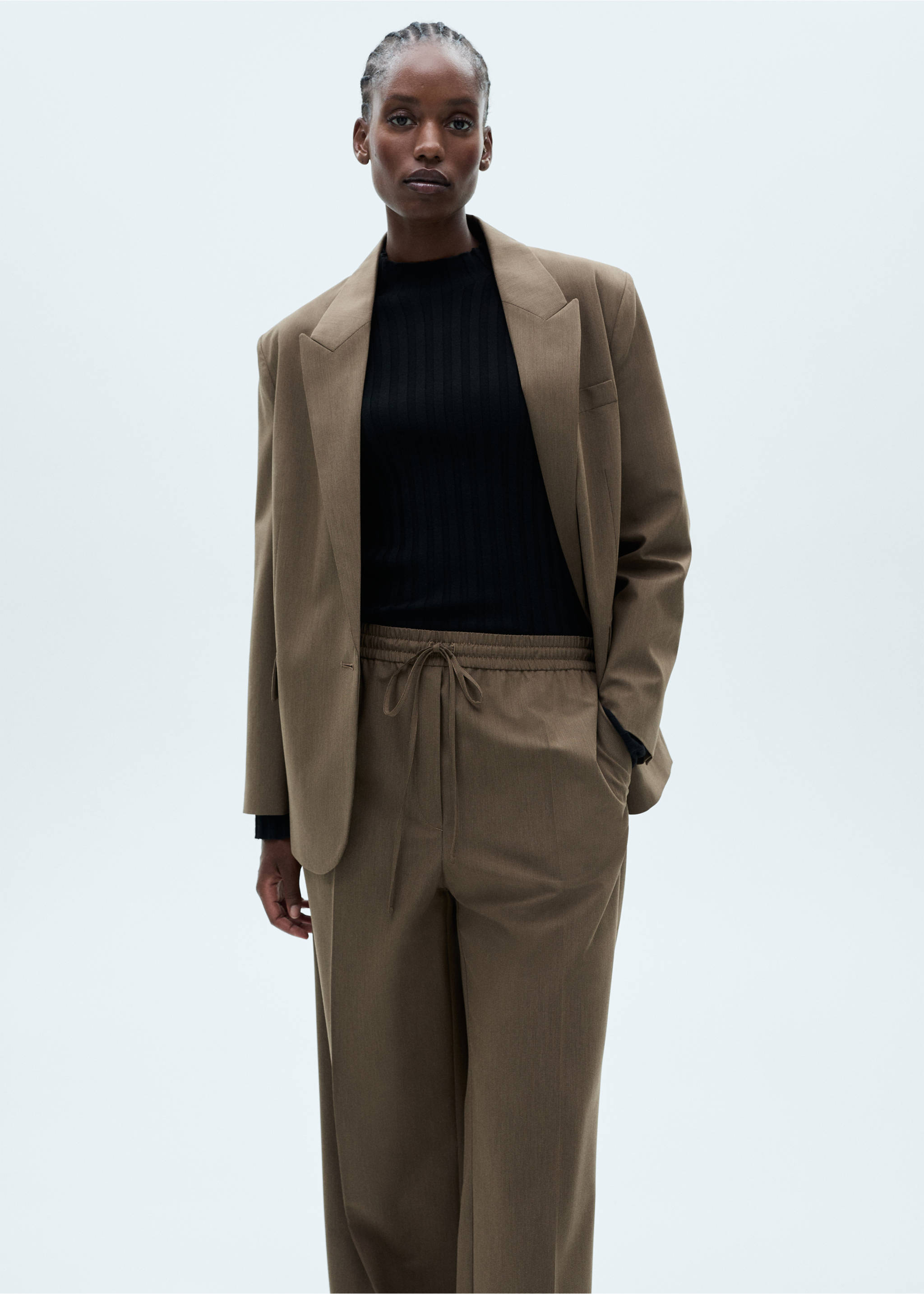 Pantalon droit taille élastique - Détail de l'article 5, Marron. Ref: 77016730-00.