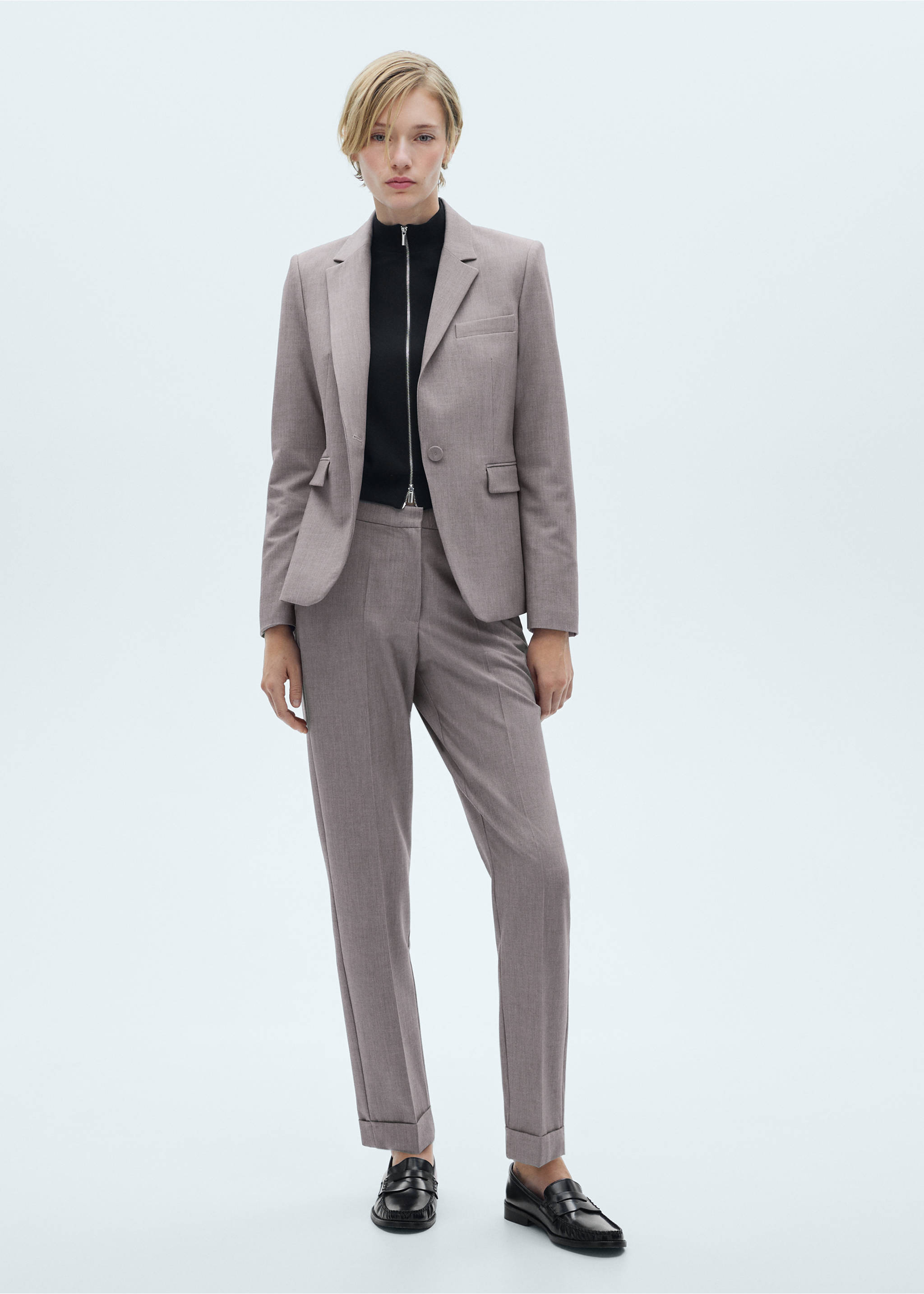 Straight suit trousers - General plane, Grey. Ref: 77016732-00.