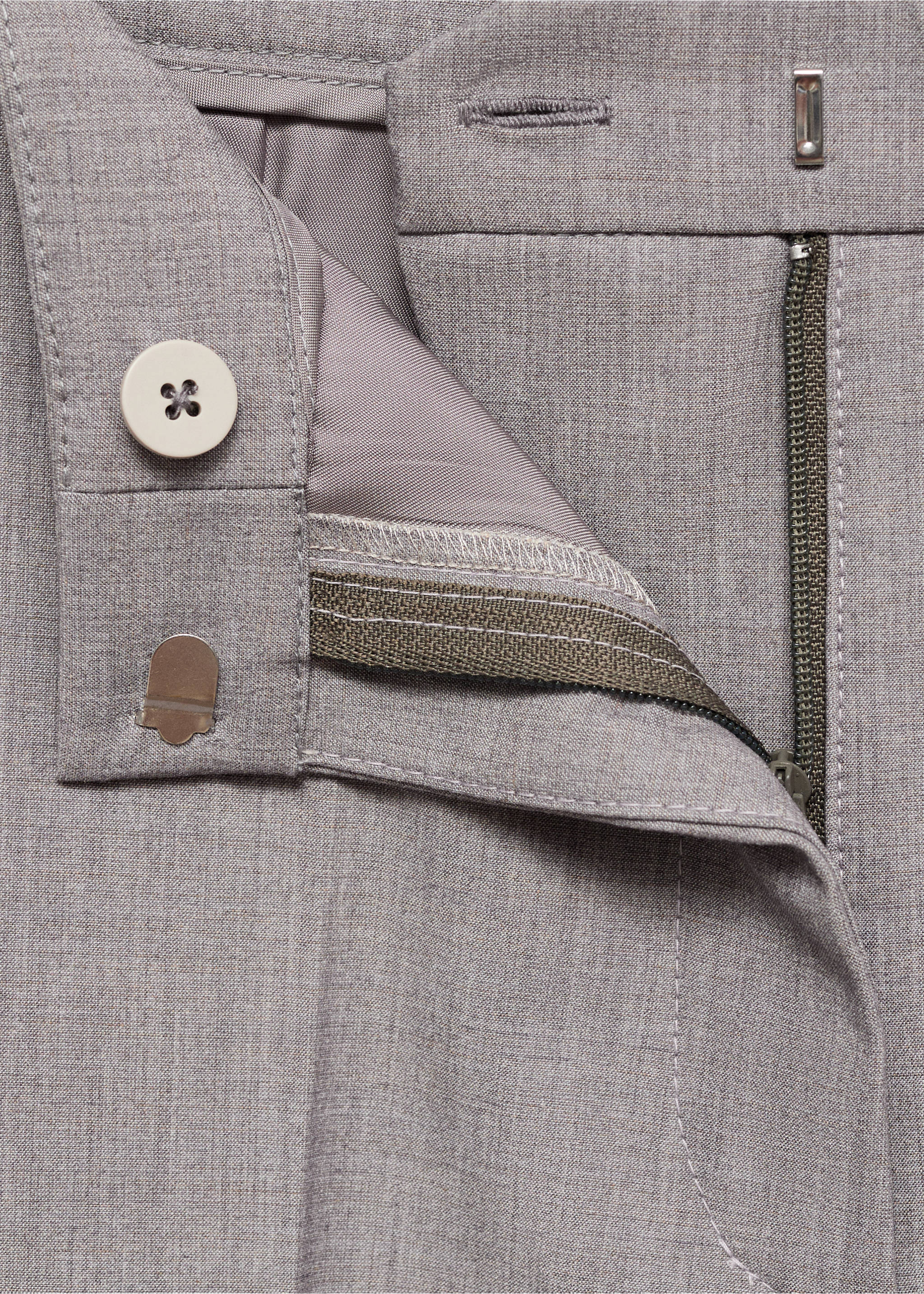 Straight suit trousers - Details of the article 8, Grey. Ref: 77016732-00.