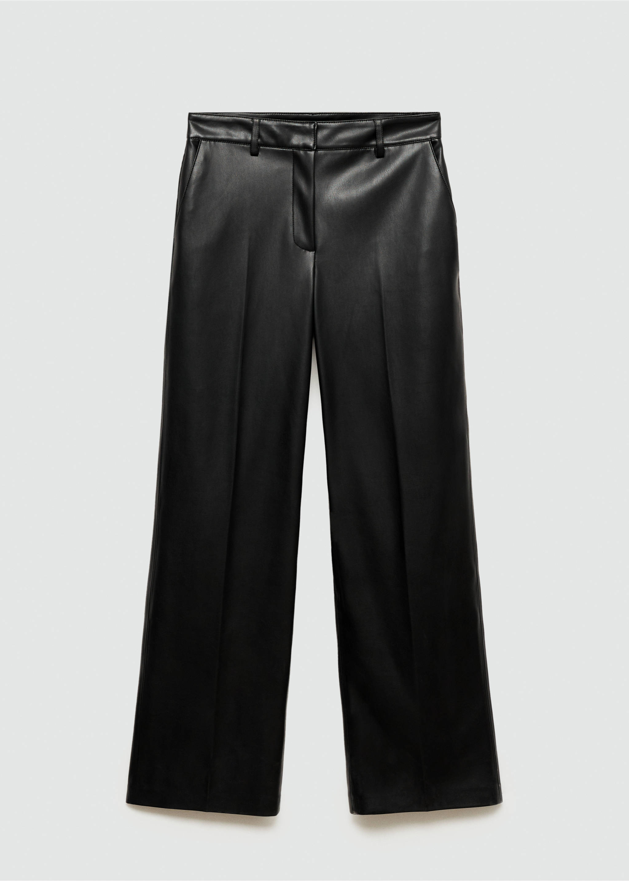 Wideleg broek van imitatieleer - Artikel zonder model, Zwart. Ref: 77016734-00.