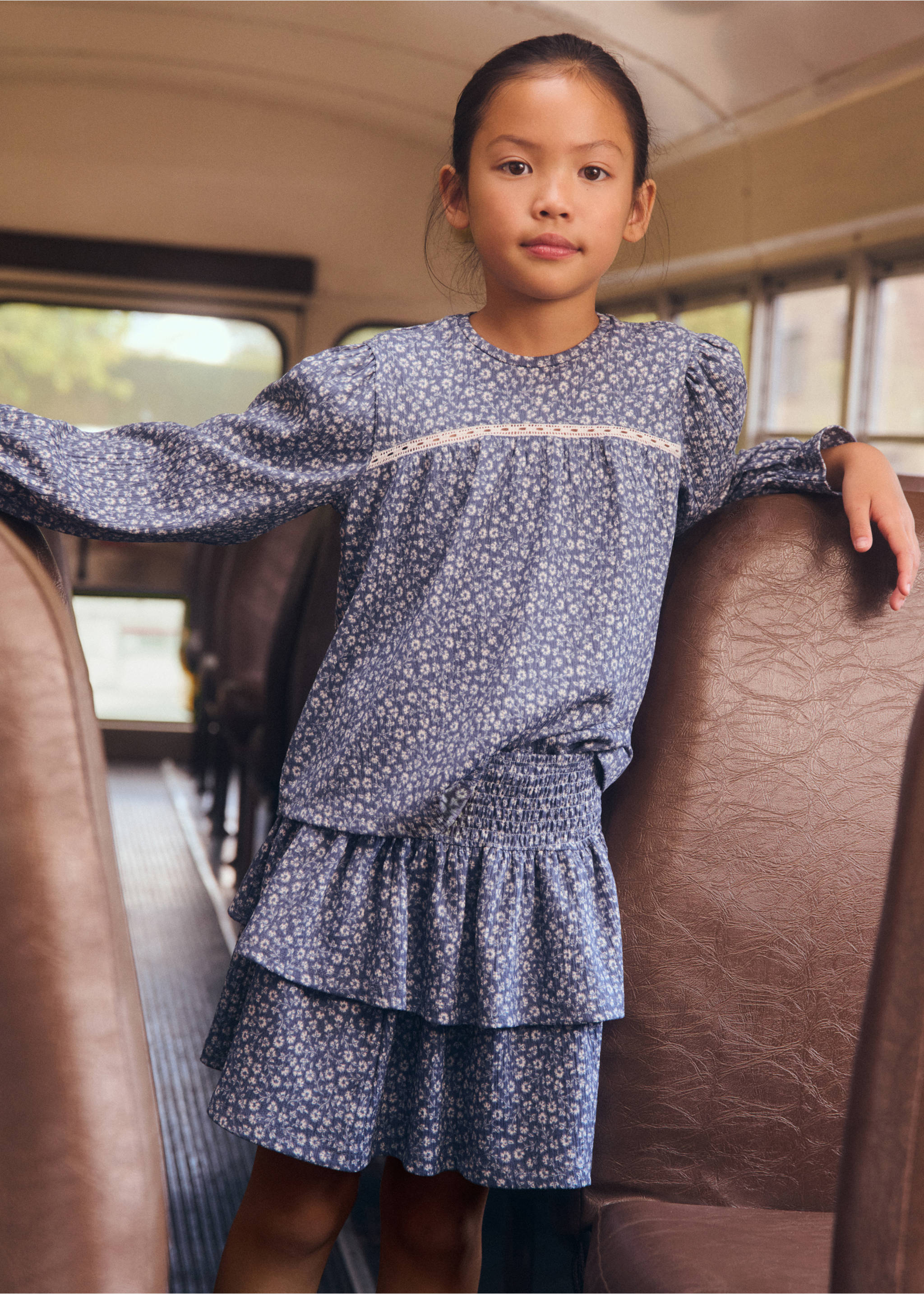 Floral print blouse - Details of the article 5, Blue. Ref: 77016737-00.