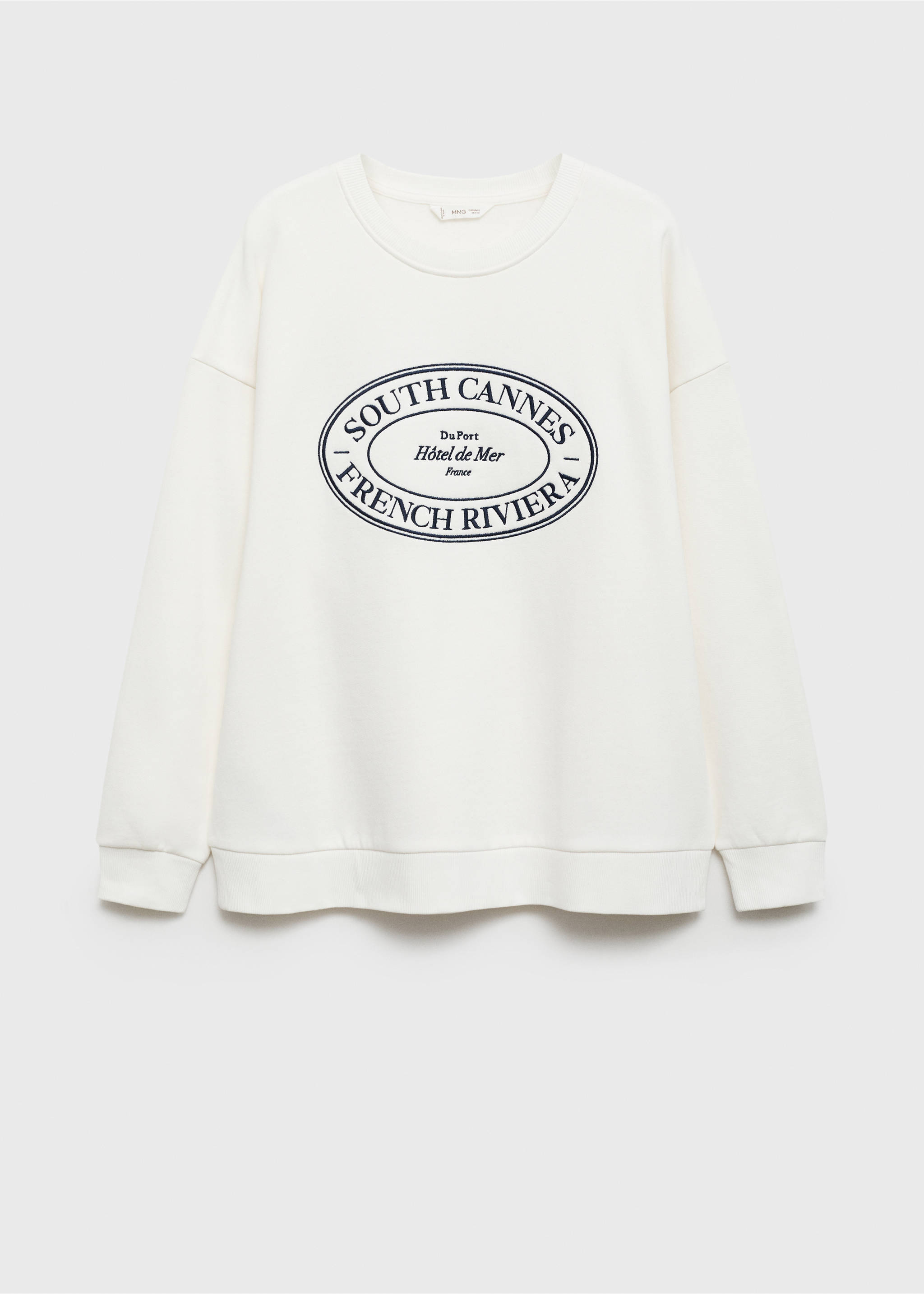 Sweat-shirt coton détails brodés - Article sans modèle, Blanc cassé. Ref: 77016739-00.