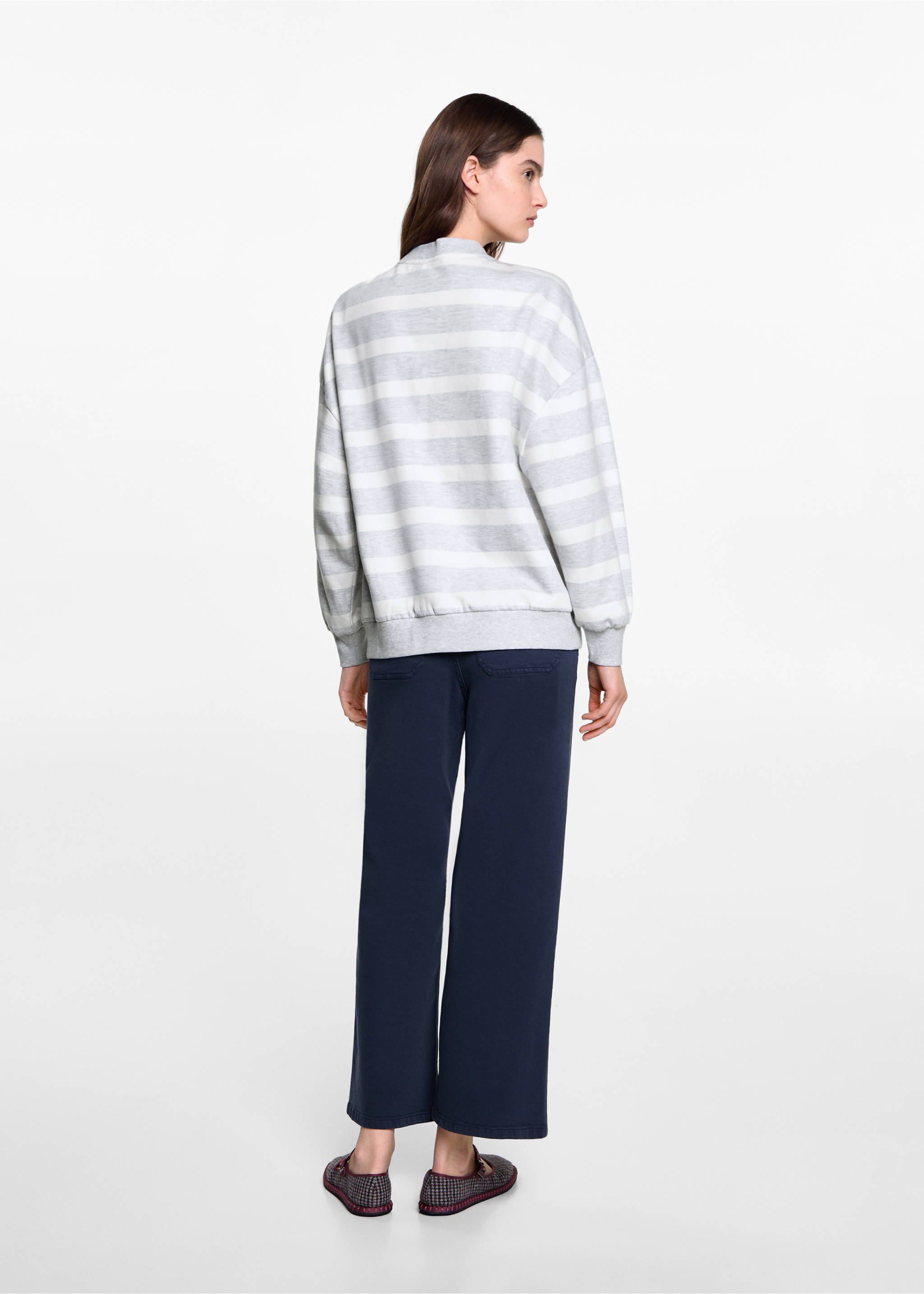 Striped cotton-blend sweatshirt - Reverse of the article, Medium Heather Grey. Ref: 77016740-00.