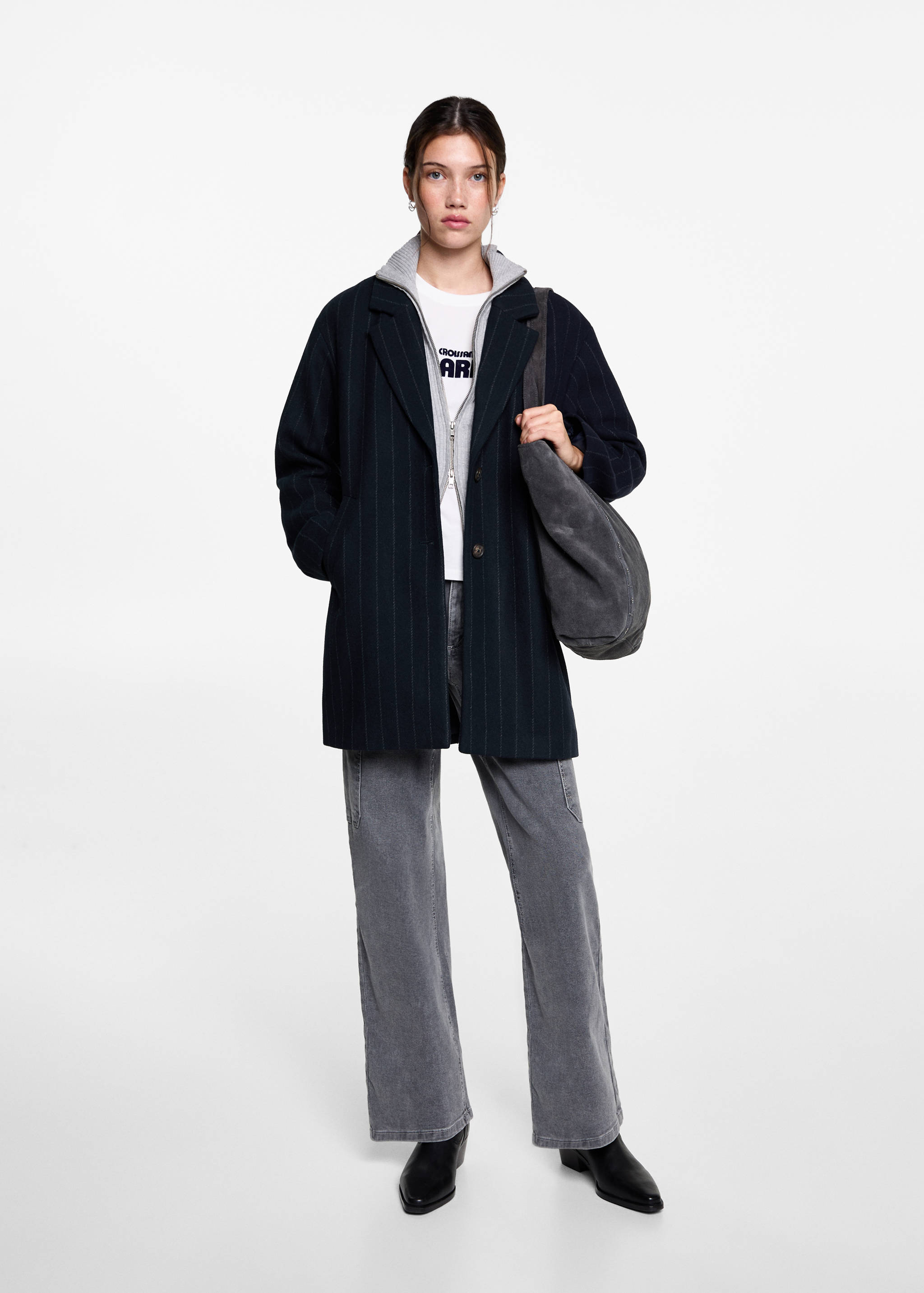 Striped wool coat - General plane