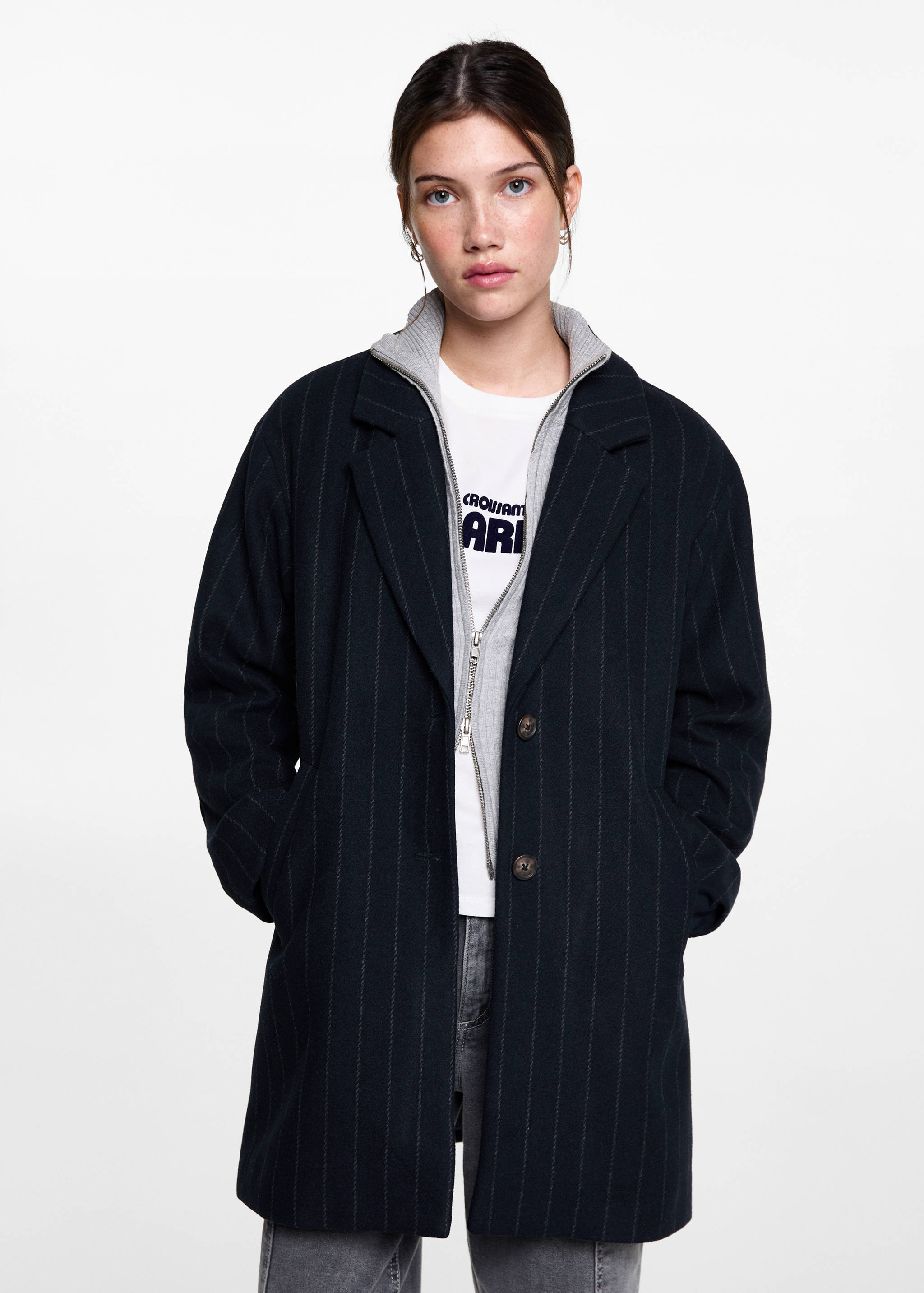 Striped wool coat - Medium plane