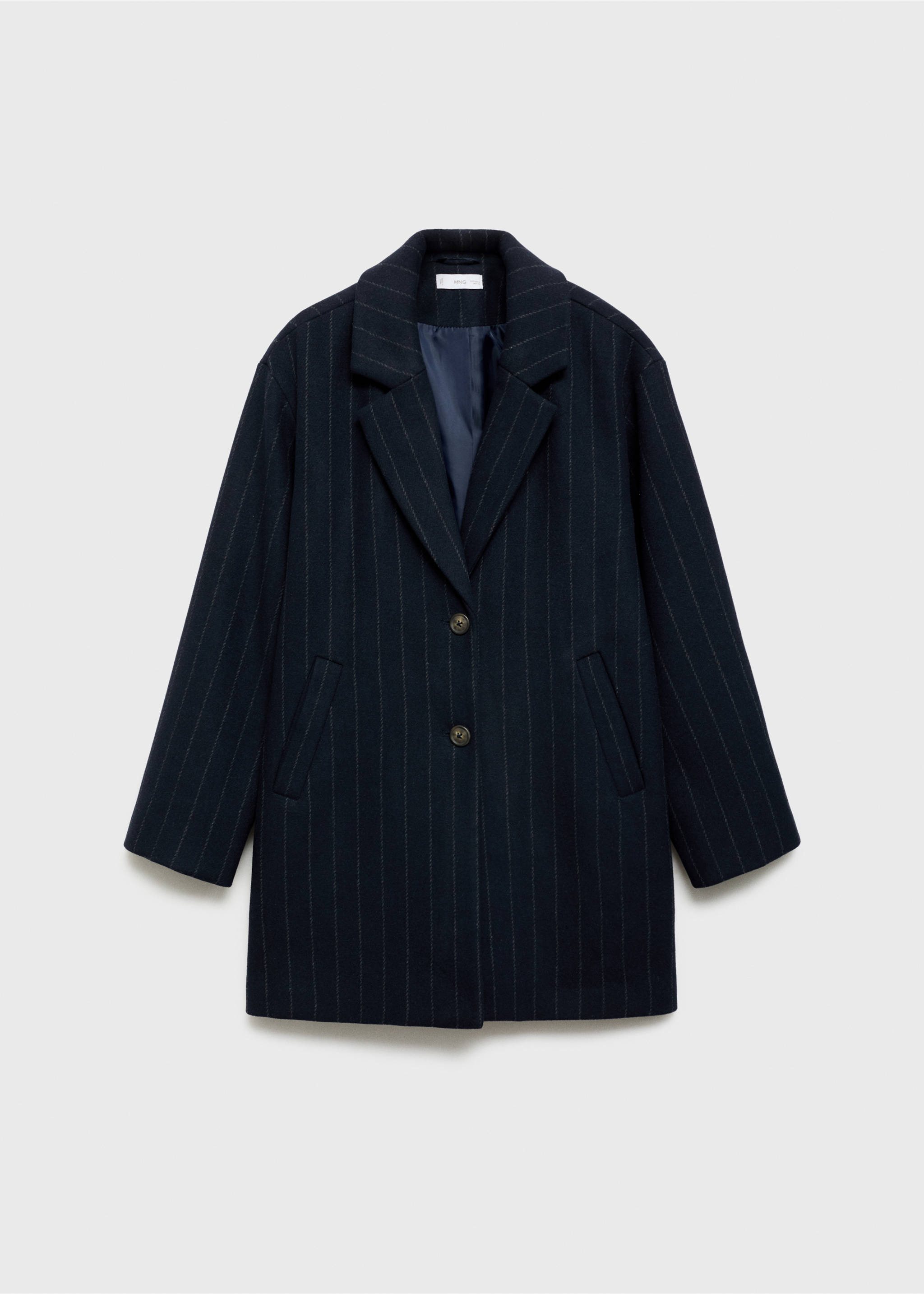 Striped wool coat - Article without model, Dark Navy. Ref: 77016742-00.
