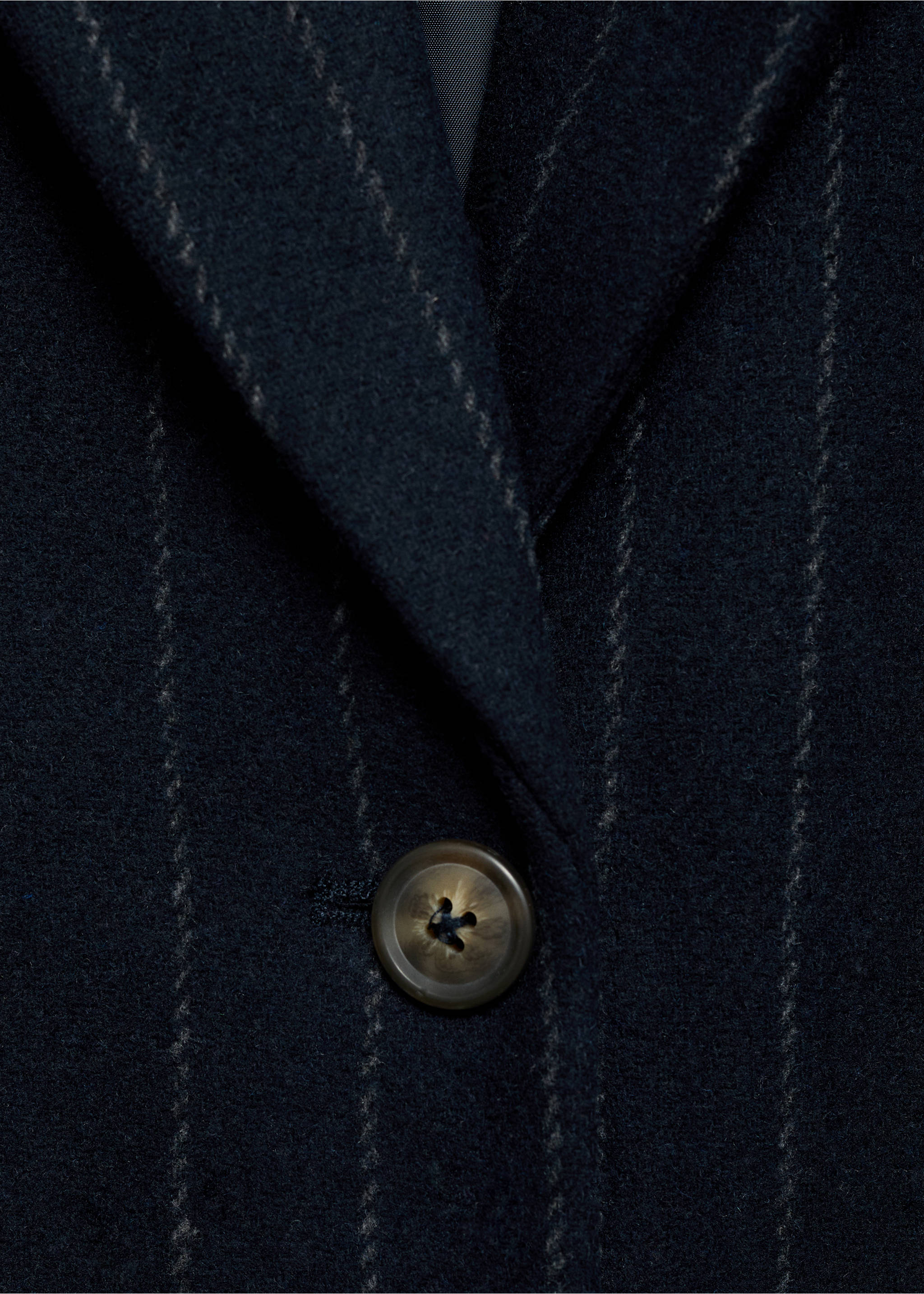 Striped wool coat - Details of the article 8, Dark Navy. Ref: 77016742-00.