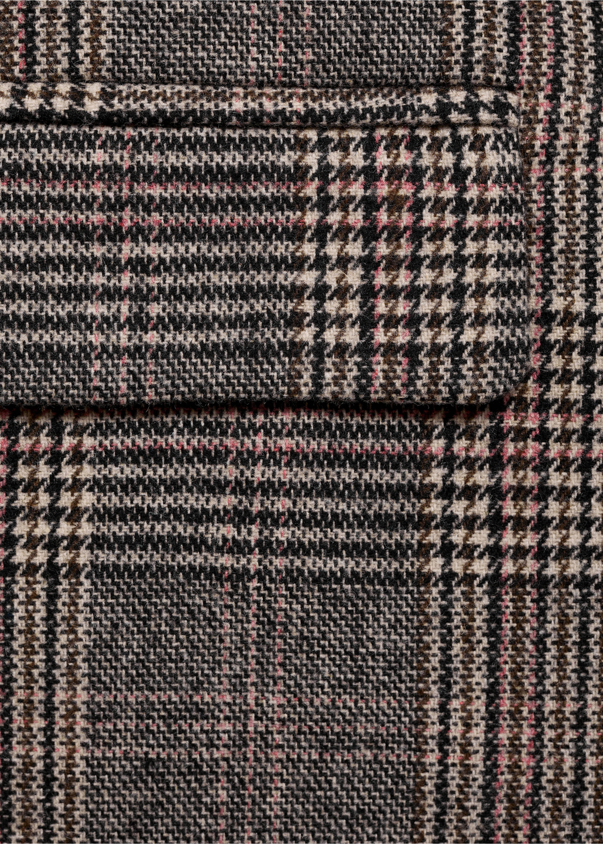 Karierter Mantel aus Woll-Mix - Detail des Artikels 0, Mittelbraun. Ref: 77016743-00.