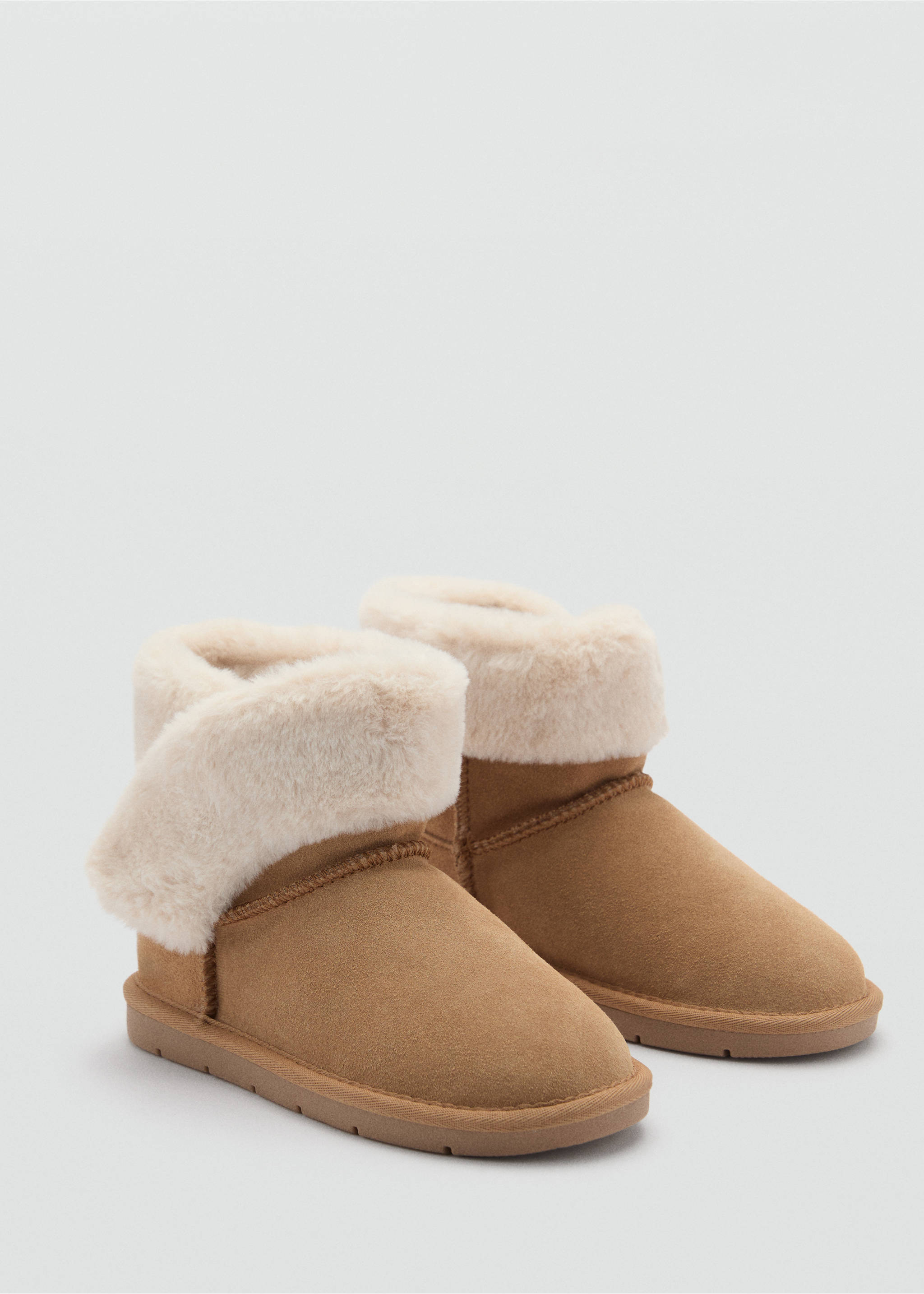 Ankle Boots mit Fellbesatz - Mittlere Ansicht, Beige. Ref: 77016745-00.