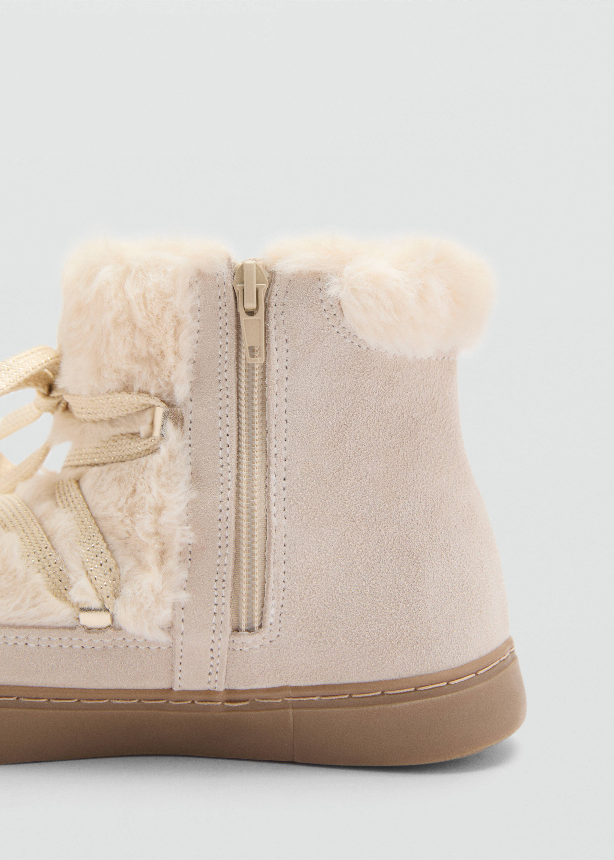 Ankle Boots mit Fellbesatz - Detail des Artikels 1, Sandfarben. Ref: 77016747-00.