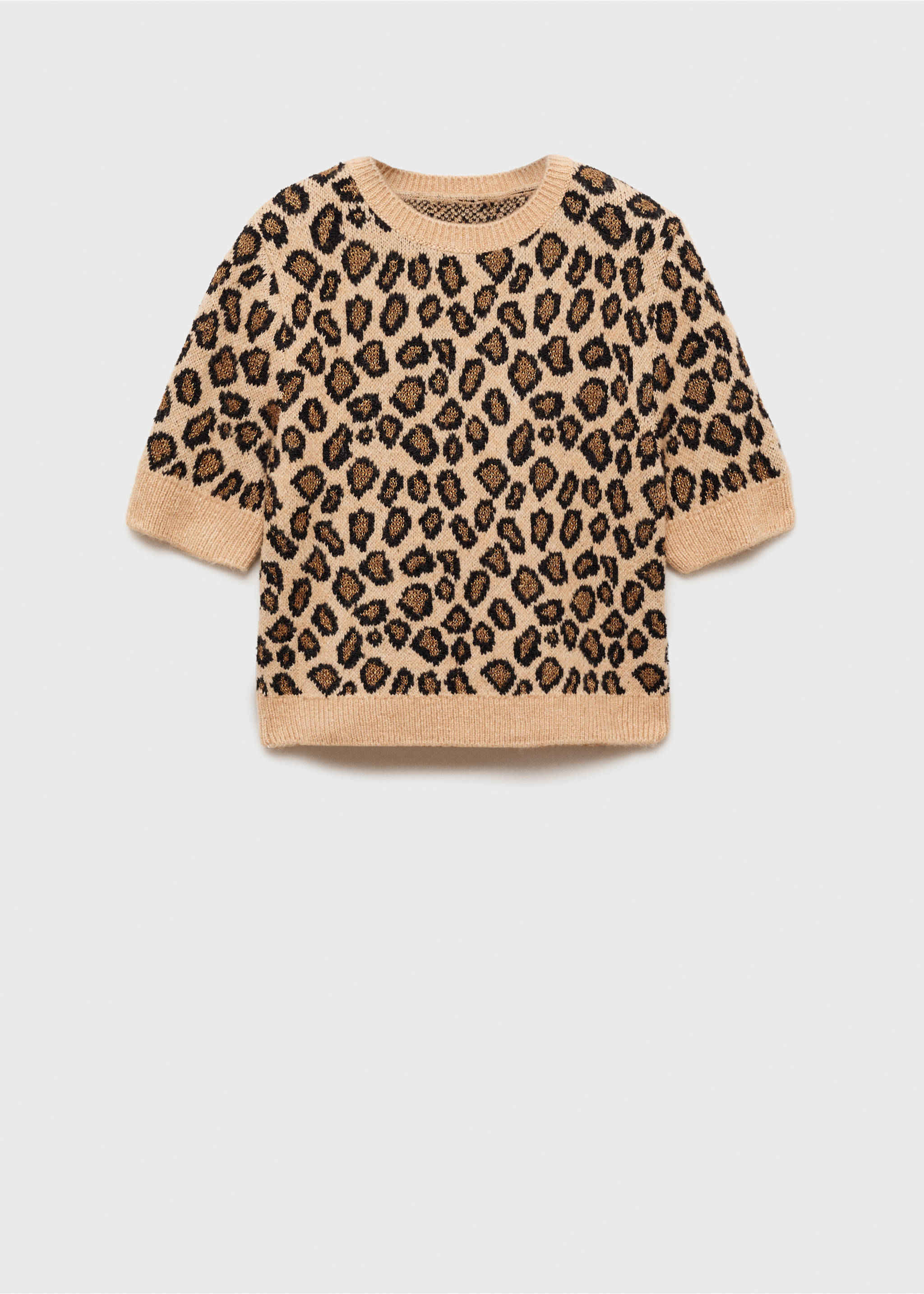 Short-sleeved leopard-print sweater - Article without model, Brown. Ref: 77016752-00.
