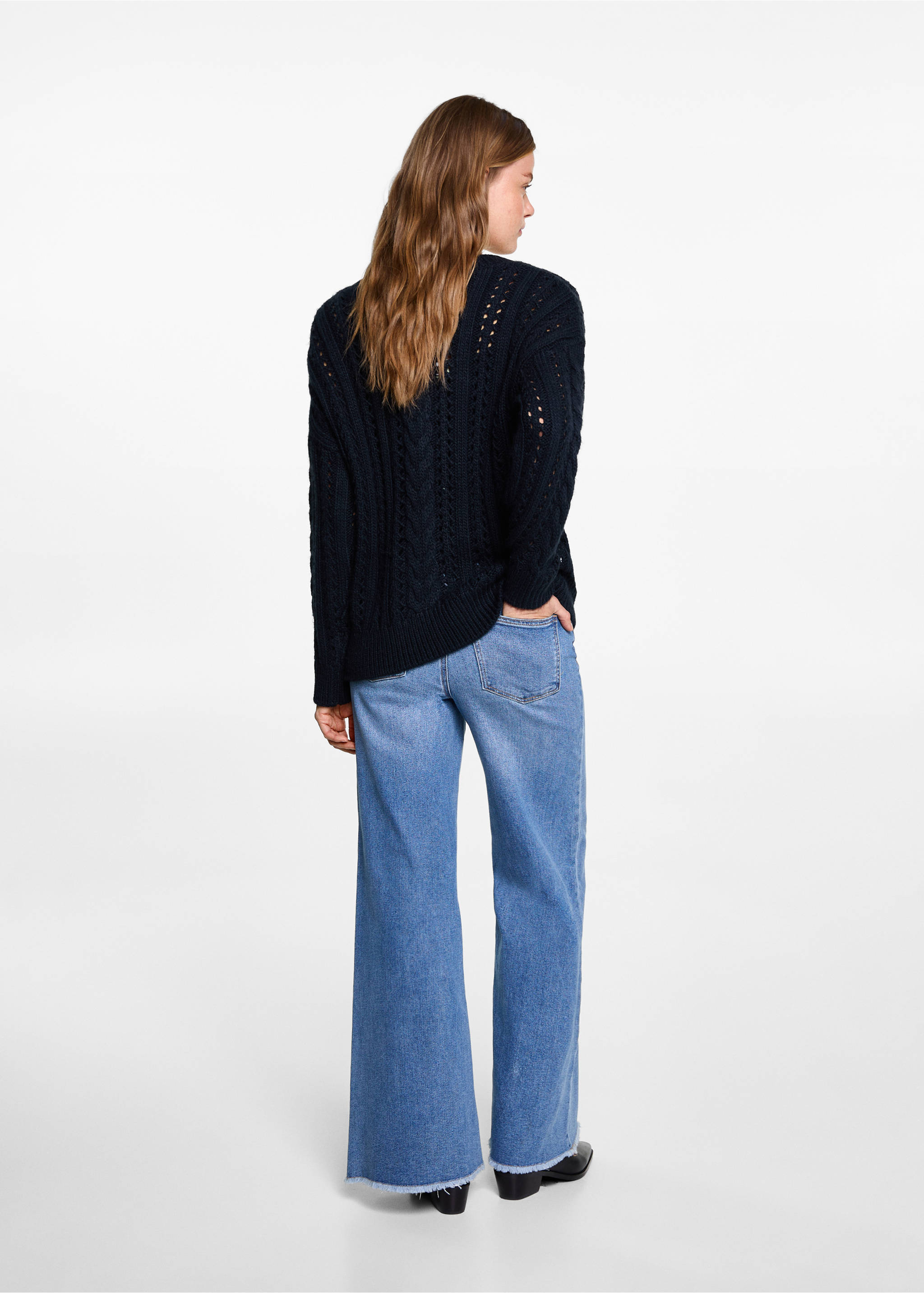 Braided knitted sweater - Reverse of the article, Dark Navy. Ref: 77016755-00.