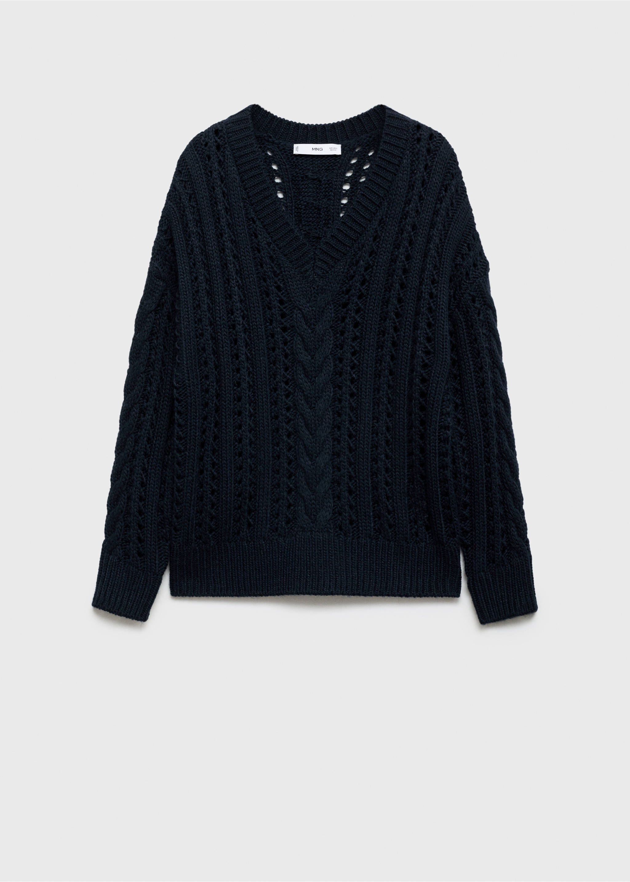 Braided knitted sweater - Article without model, Dark Navy. Ref: 77016755-00.