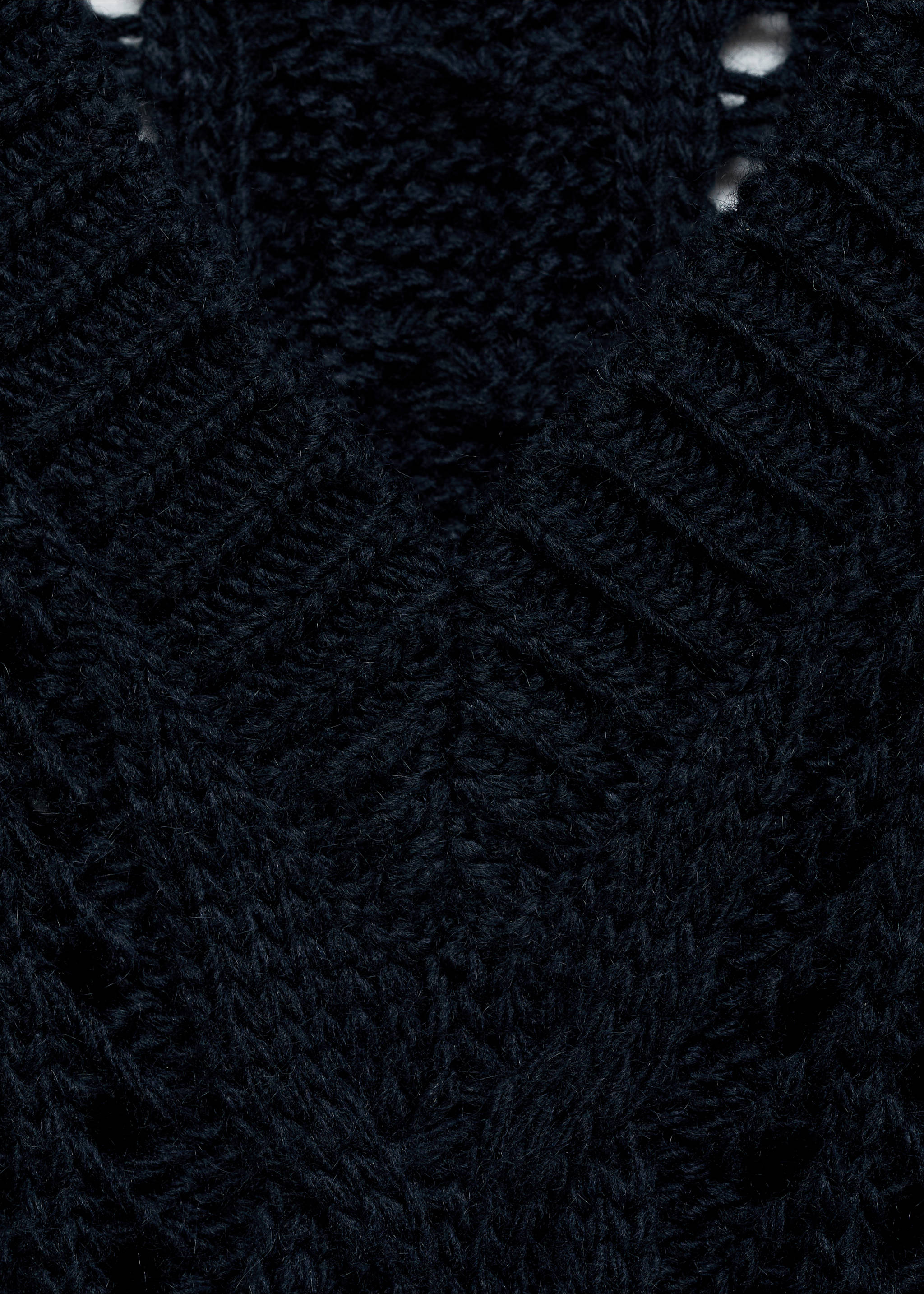 Braided knitted sweater - Details of the article 8, Dark Navy. Ref: 77016755-00.