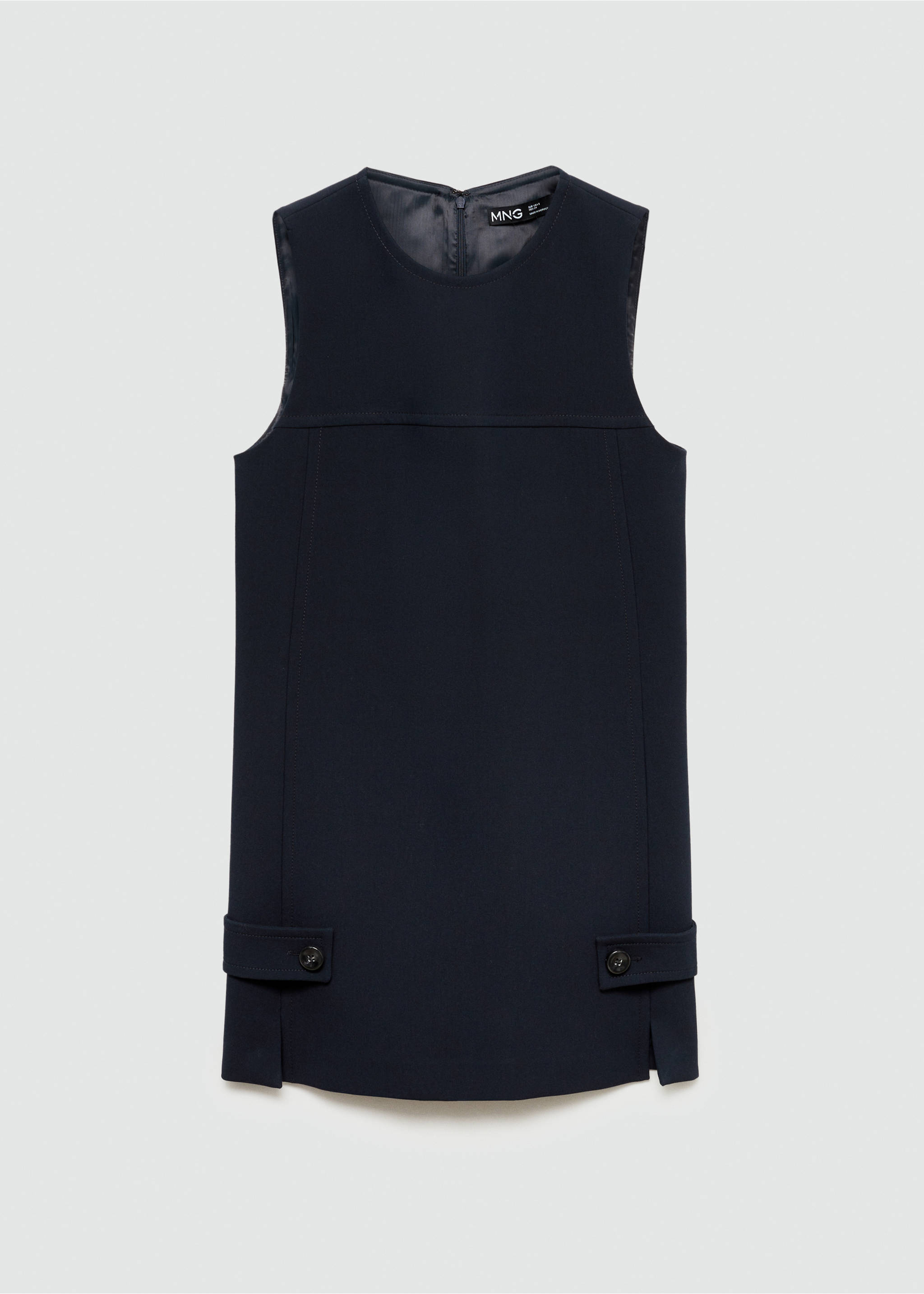 Short dress with decorative buttons - Article without model, Dark Navy. Ref: 77016762-00.
