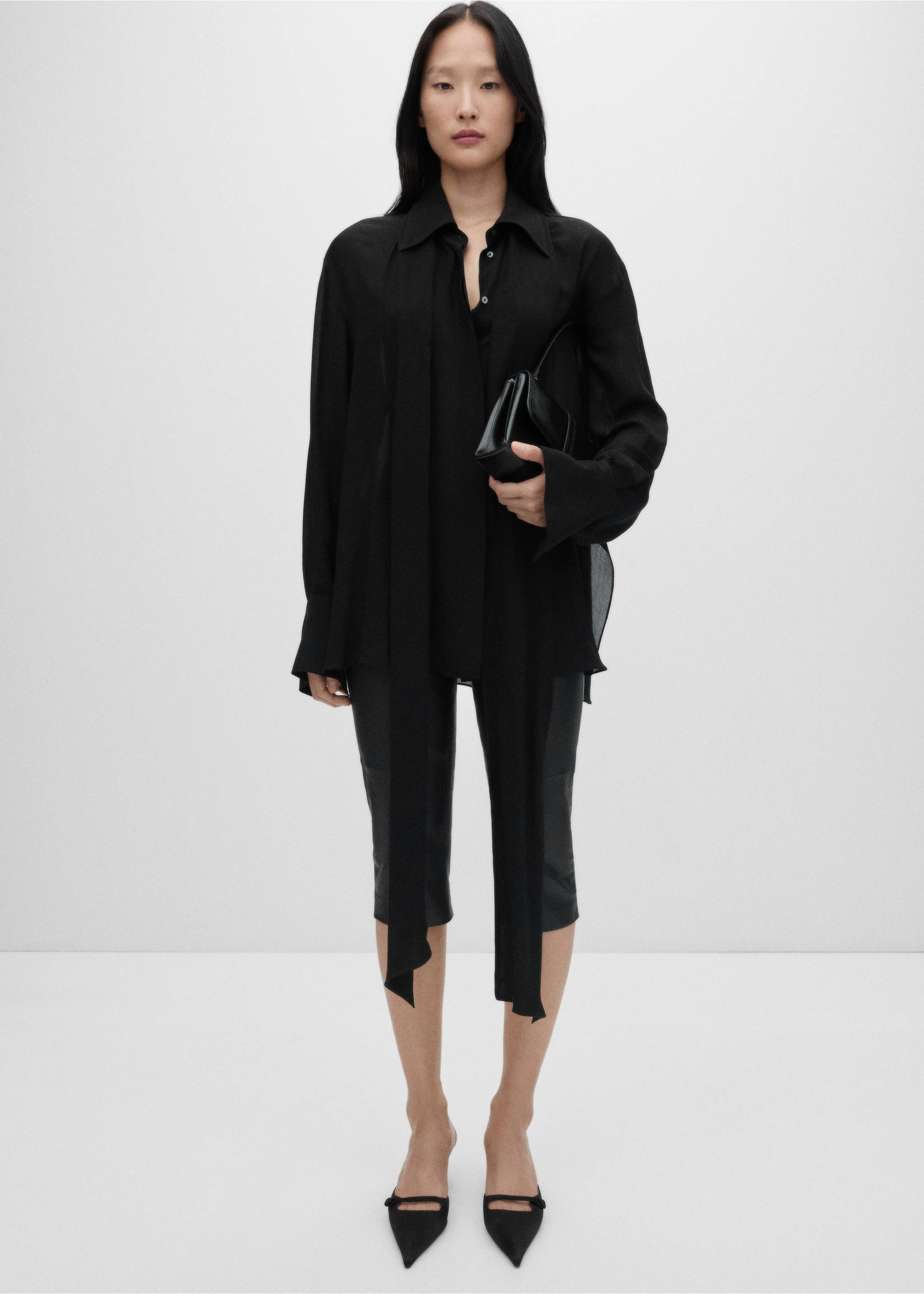 Semi-transparent lace shirt - General plane, Black. Ref: 77016764-00.