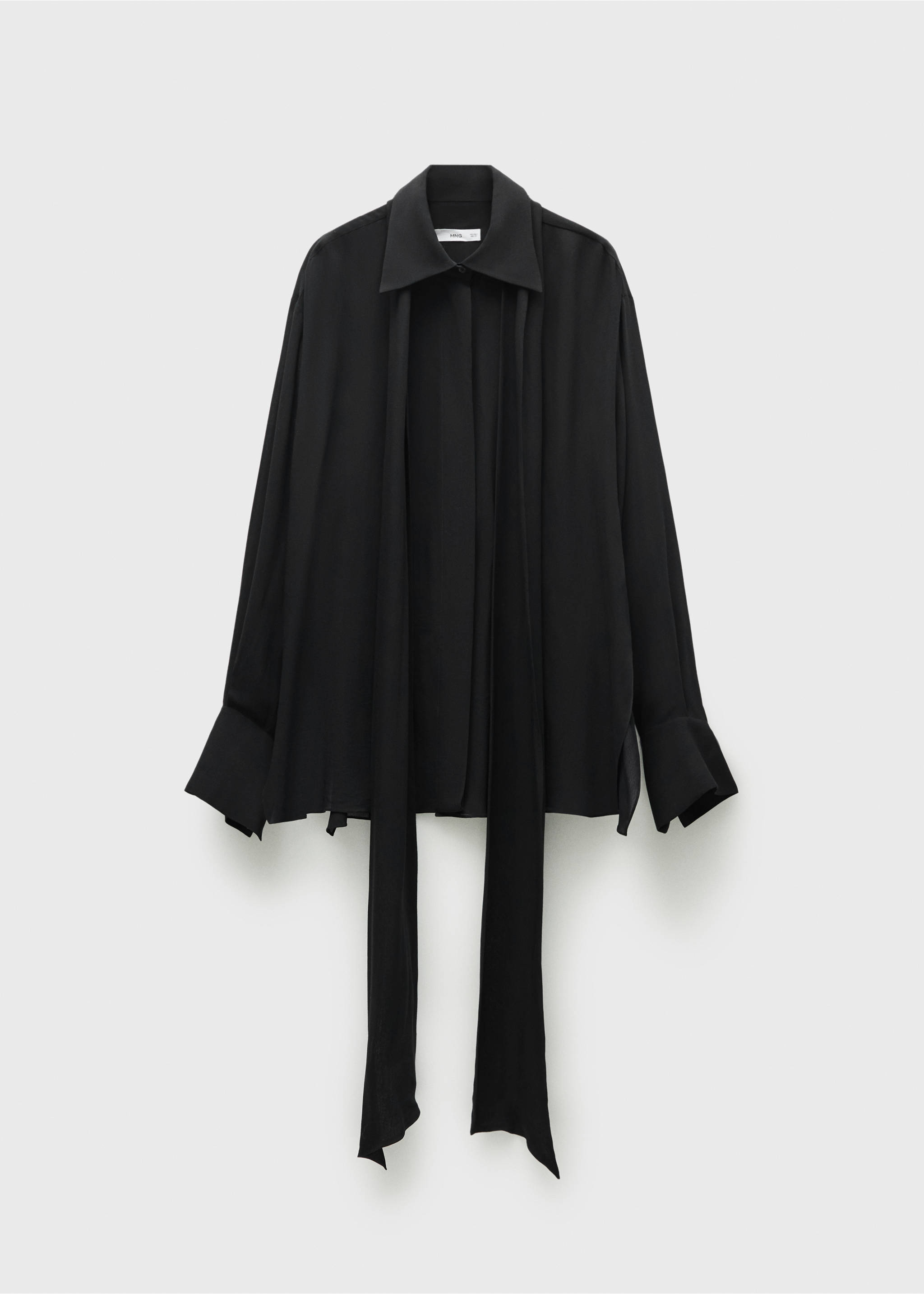Semi-transparent lace shirt - Article without model, Black. Ref: 77016764-00.