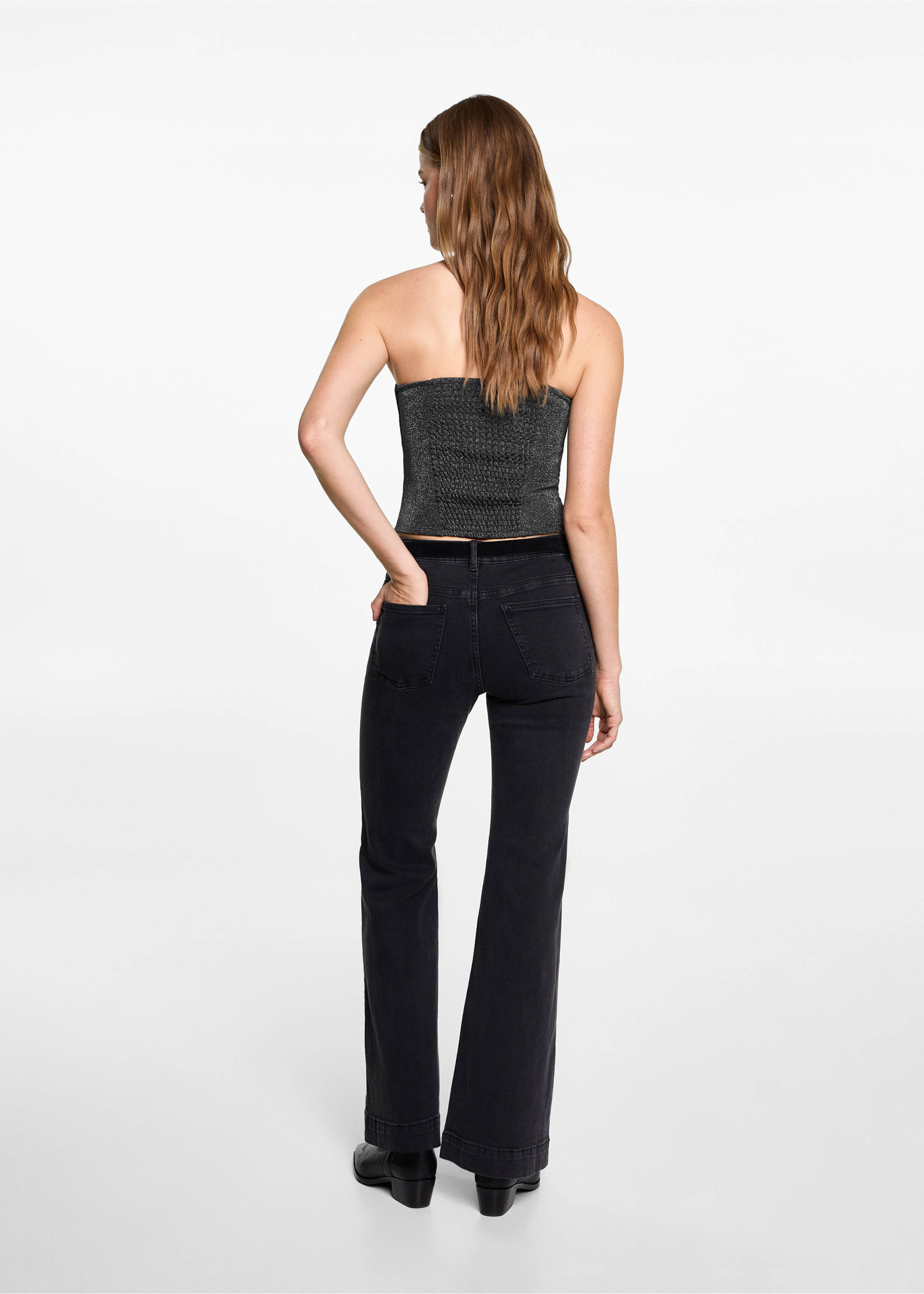 Lurex crop top - Reverse of the article, Black. Ref: 77016765-00.
