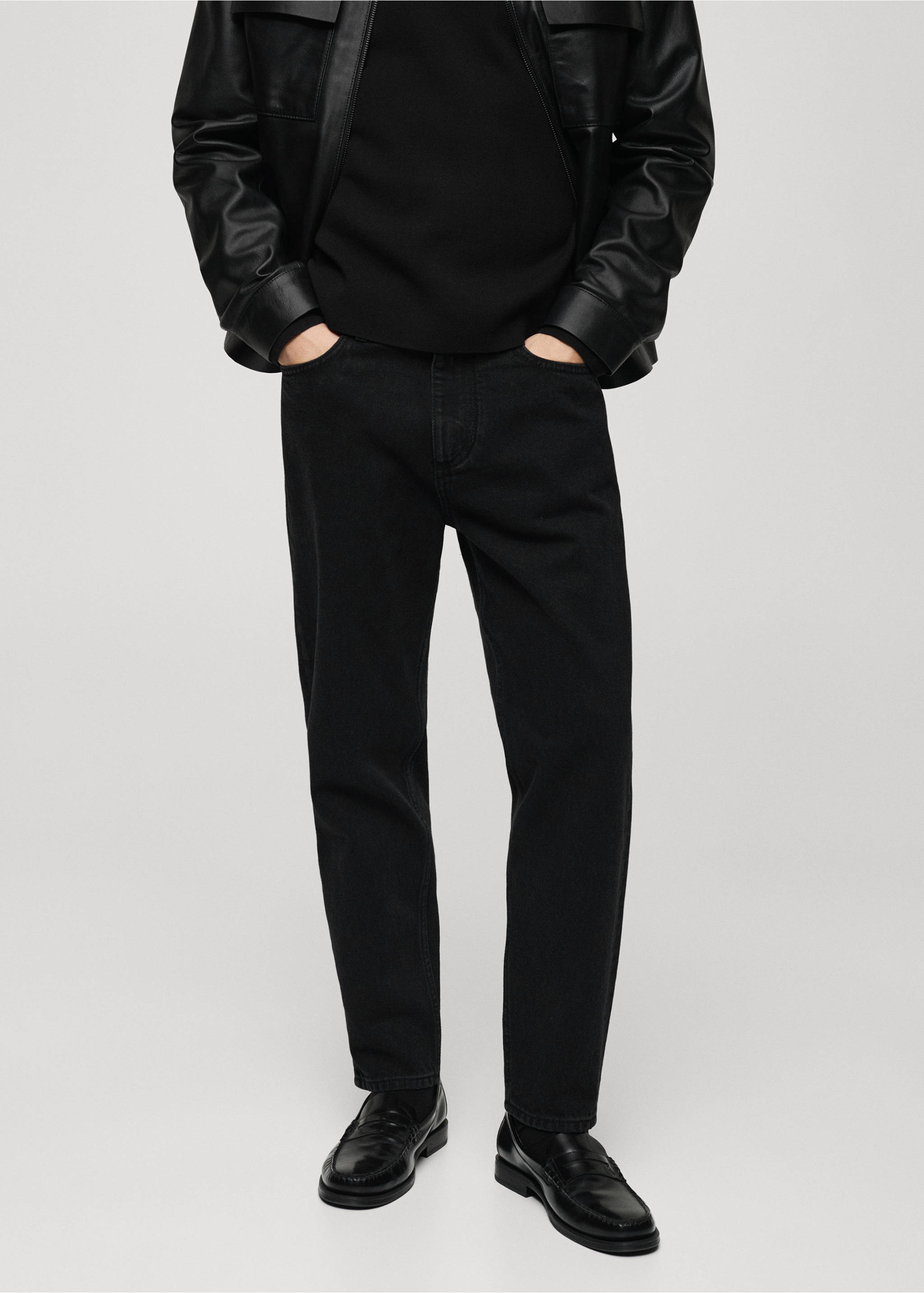 Black tapered-fit jeans - Medium plane, Black denim. Ref: 77016767-00.