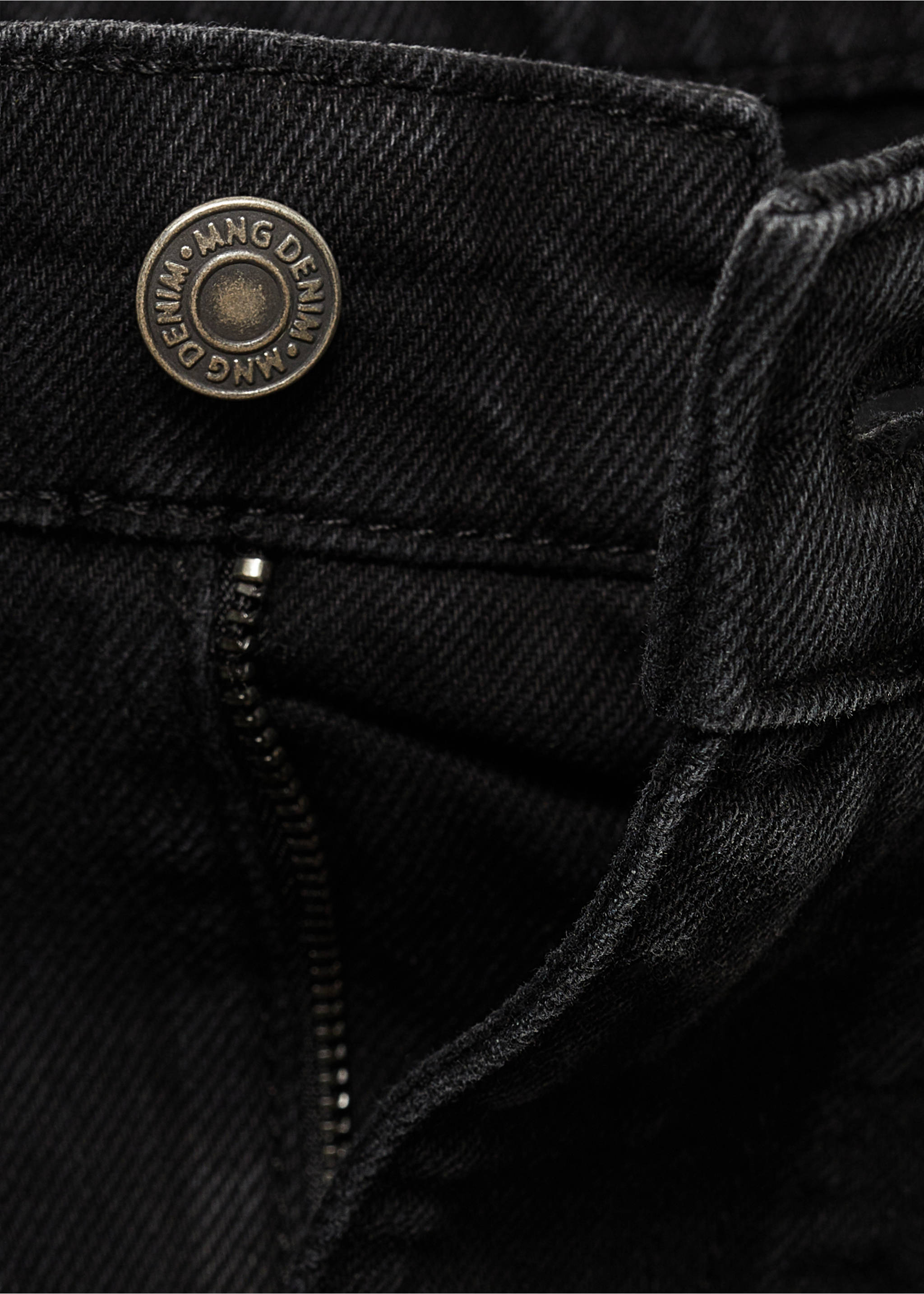 Black tapered-fit jeans - Details of the article 0, Black denim. Ref: 77016767-00.
