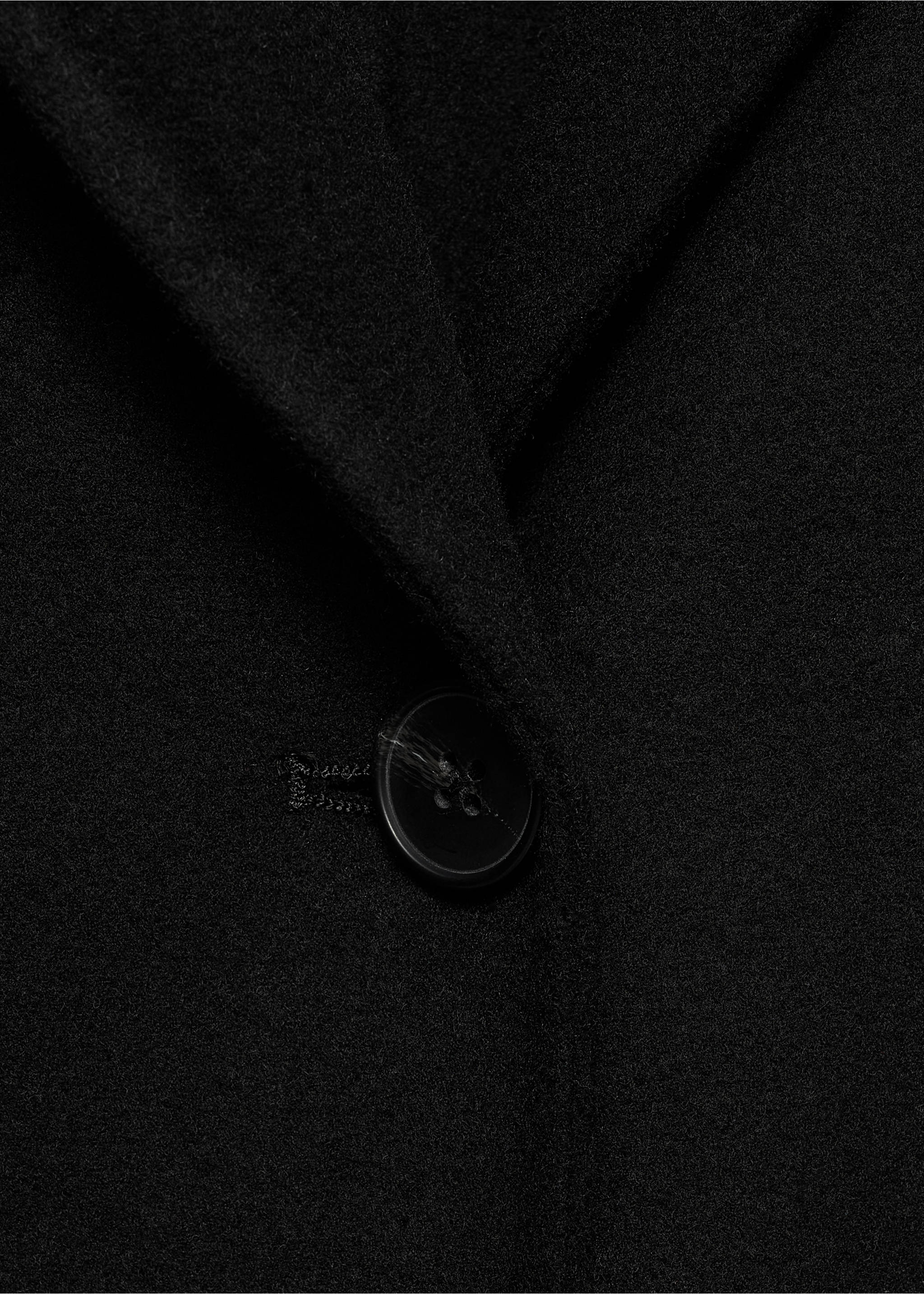 Long cloth coat - Details of the article 8, Black. Ref: 77017113-00.