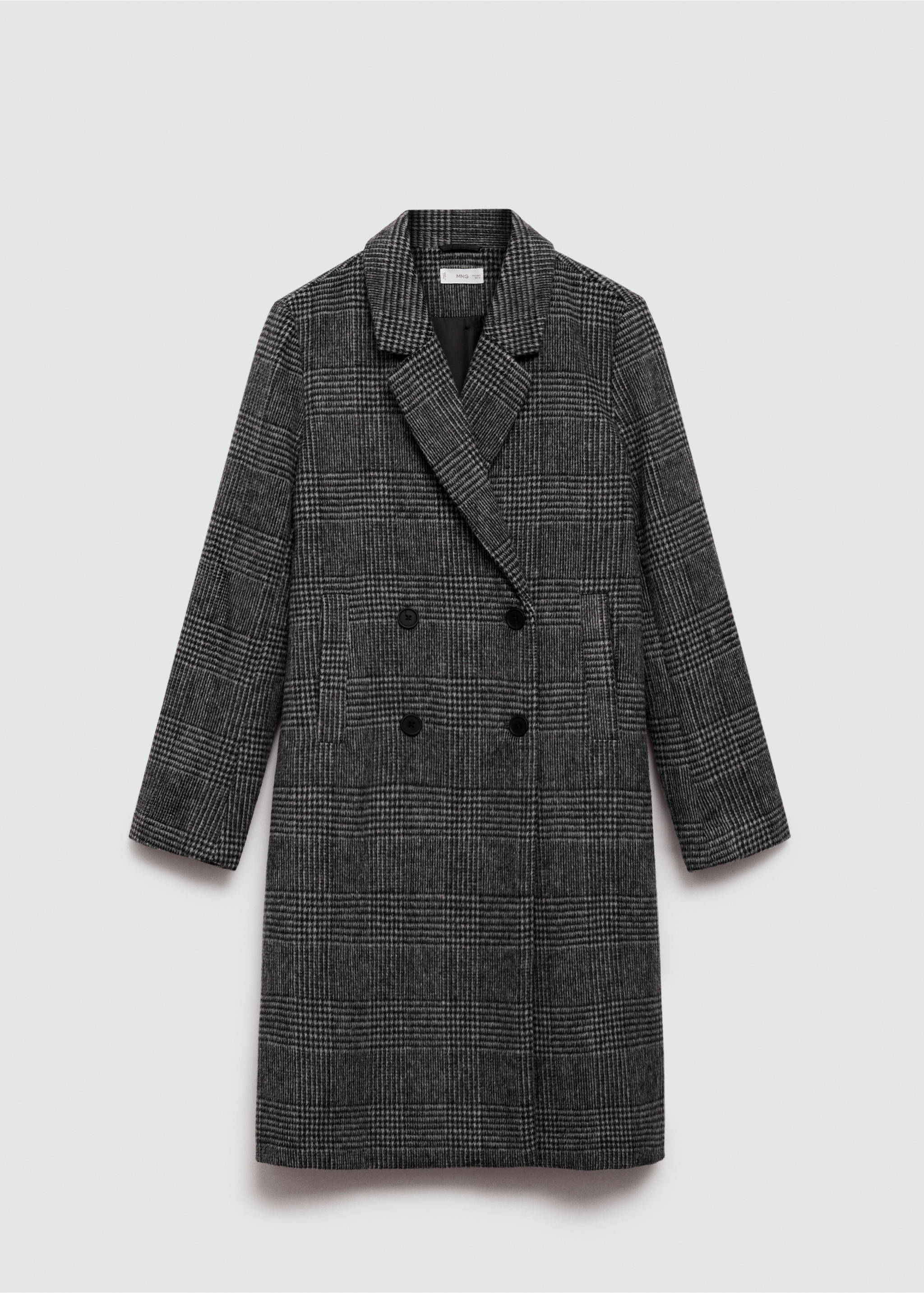 Checked wool-blend overcoat - Article without model, Grey. Ref: 77017115-00.